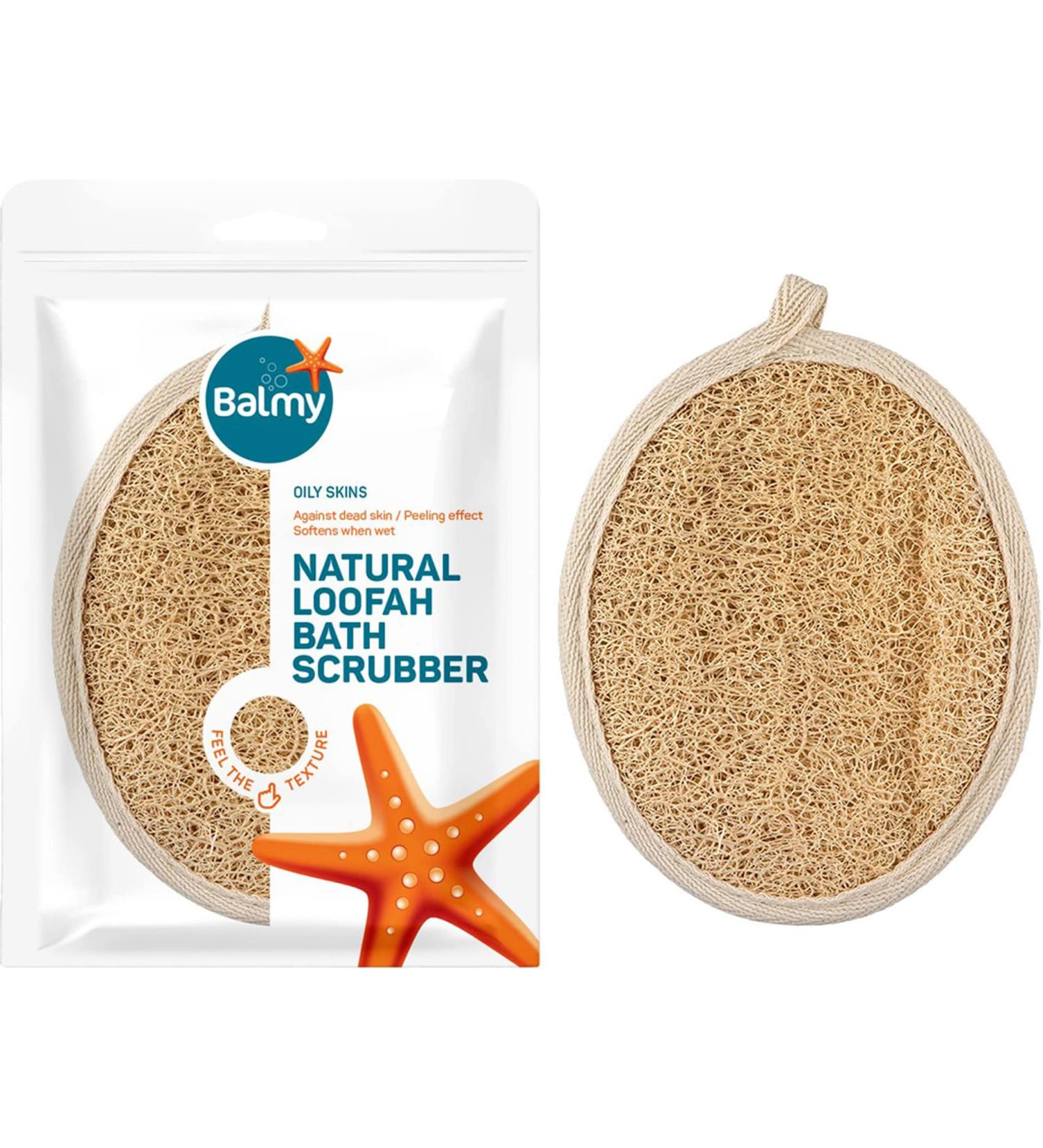 Balmy Naturel Luffa Sponge Bath Glove - Exfoliating Shower Gloves for Body Scrub & Massage - Buy Online on GoSupps.com