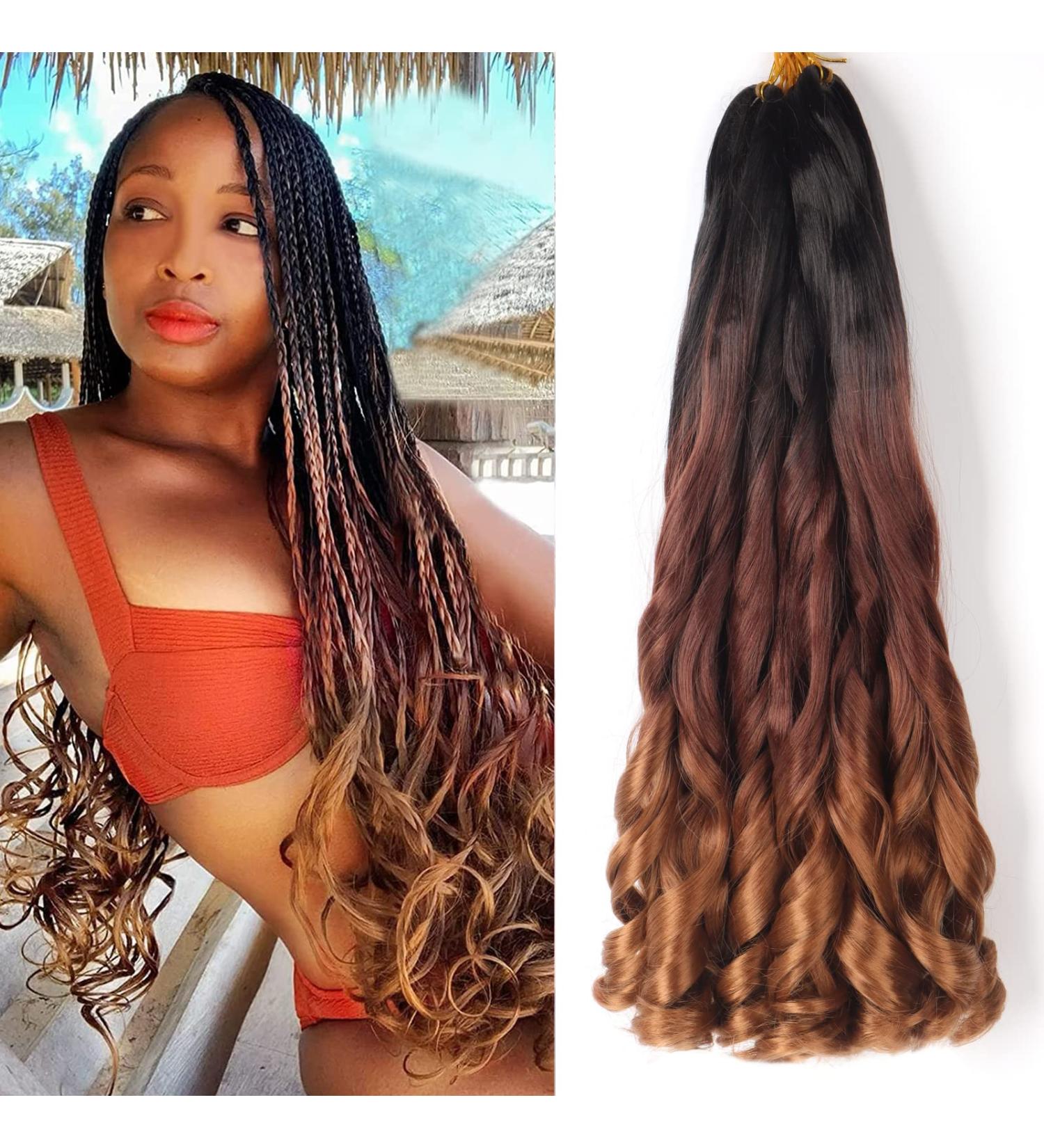 Ainimiu French Curly Braiding Hair 22 Inch 8 Packs - Pre Stretched Bouncy Braiding Hair- Loose Wavy Braiding Hair Synthetic Hair Extensions for Black Women 22 Inch(pack of 8) 1B/33/30 - Buy Online on GoSupps.com