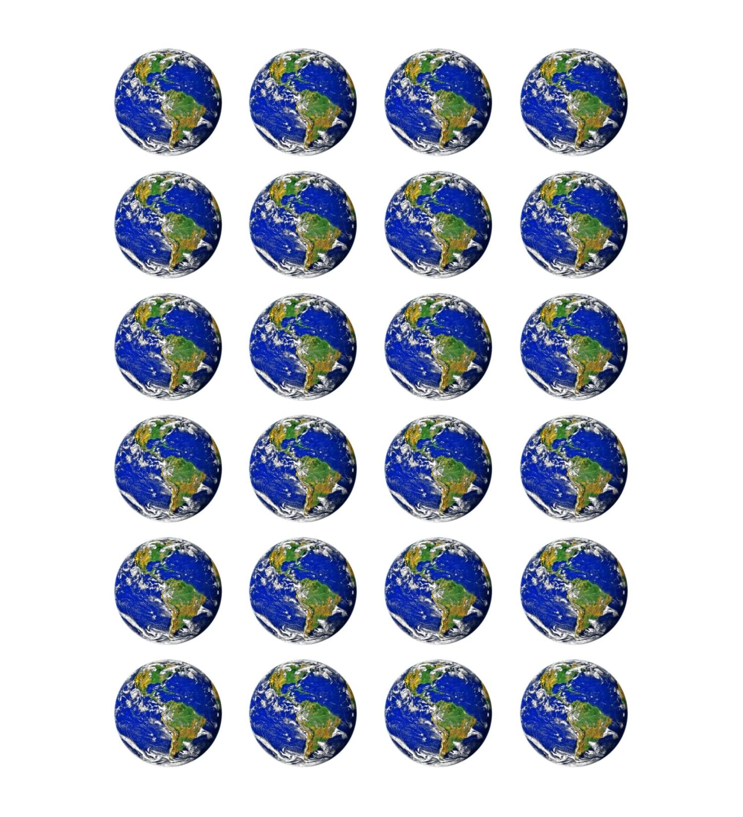 24 x Planet Earth Real Edible Wafer or Icing Cupcake Topper Fun Science Party Cake Decorations Perfect For Brownies Cookies Muffins & More! (Edible Wafer Card)