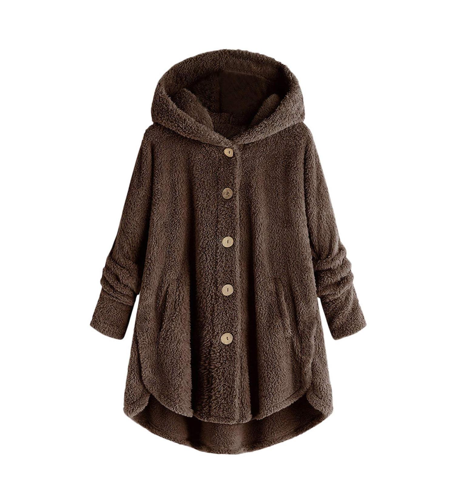 Hanxiulin Oversized Women's Fleece Jacket - Warm Long Lightweight Winter Coat - 5XL Coffee Color - Buy Online on GoSupps.com