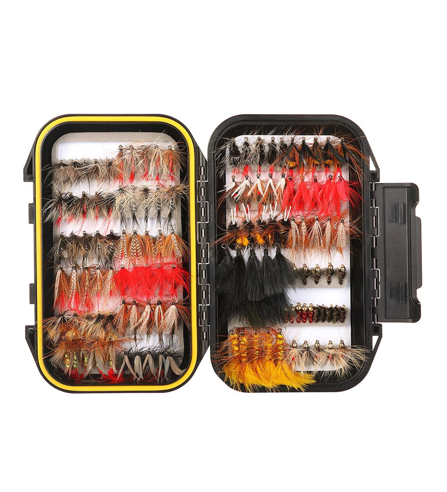 FISHINGSIR 120PCS Handmade Fly Fishing Flies Kit with Waterproof Fly Box - Must-Have Dry/Wet Flies Streamer Nymph Emerger Set - Buy Online on GoSupps.com
