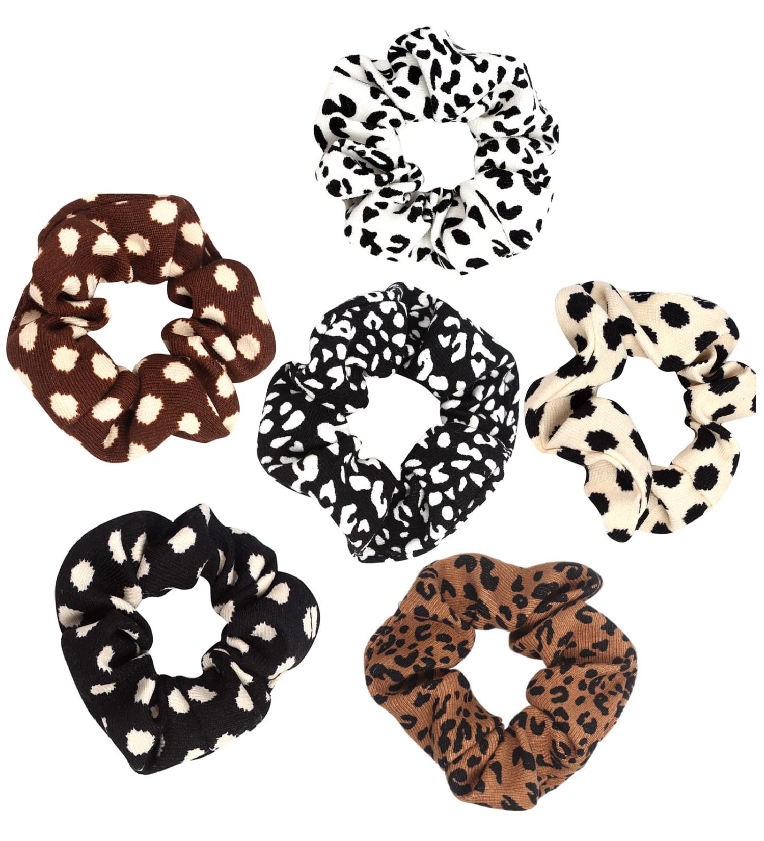 6 Pack Polka Dot Velvet Hair Scrunchies - Ponytail Holder & Bracelet for Girls - Buy Online on GoSupps.com