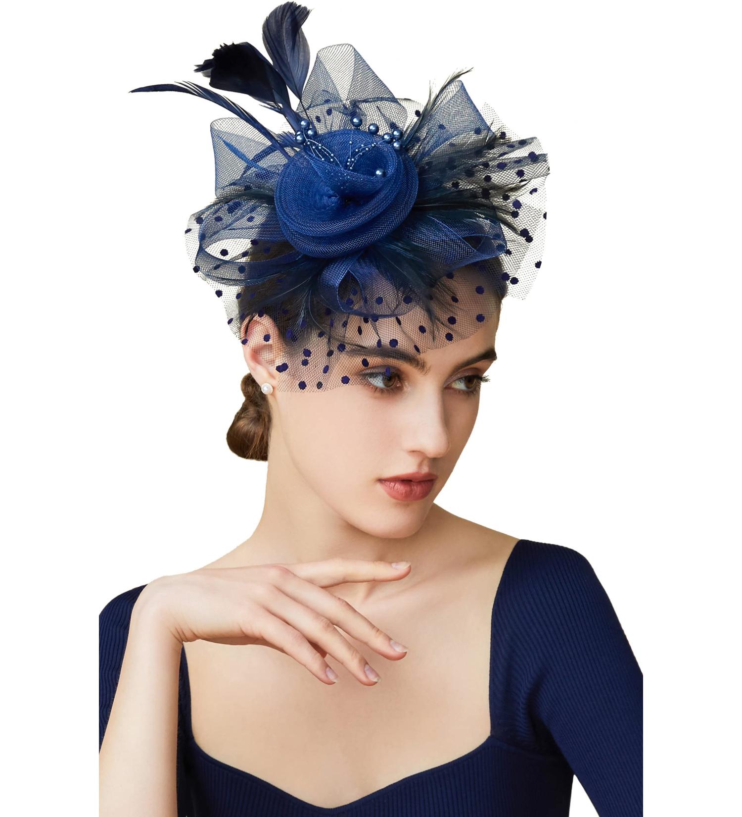 Artideco Dark Blue Fascinator Hat for Women | Cocktail Party & Tea Party Accessories | Perfect Hairpiece for Events - Buy Online on GoSupps.com