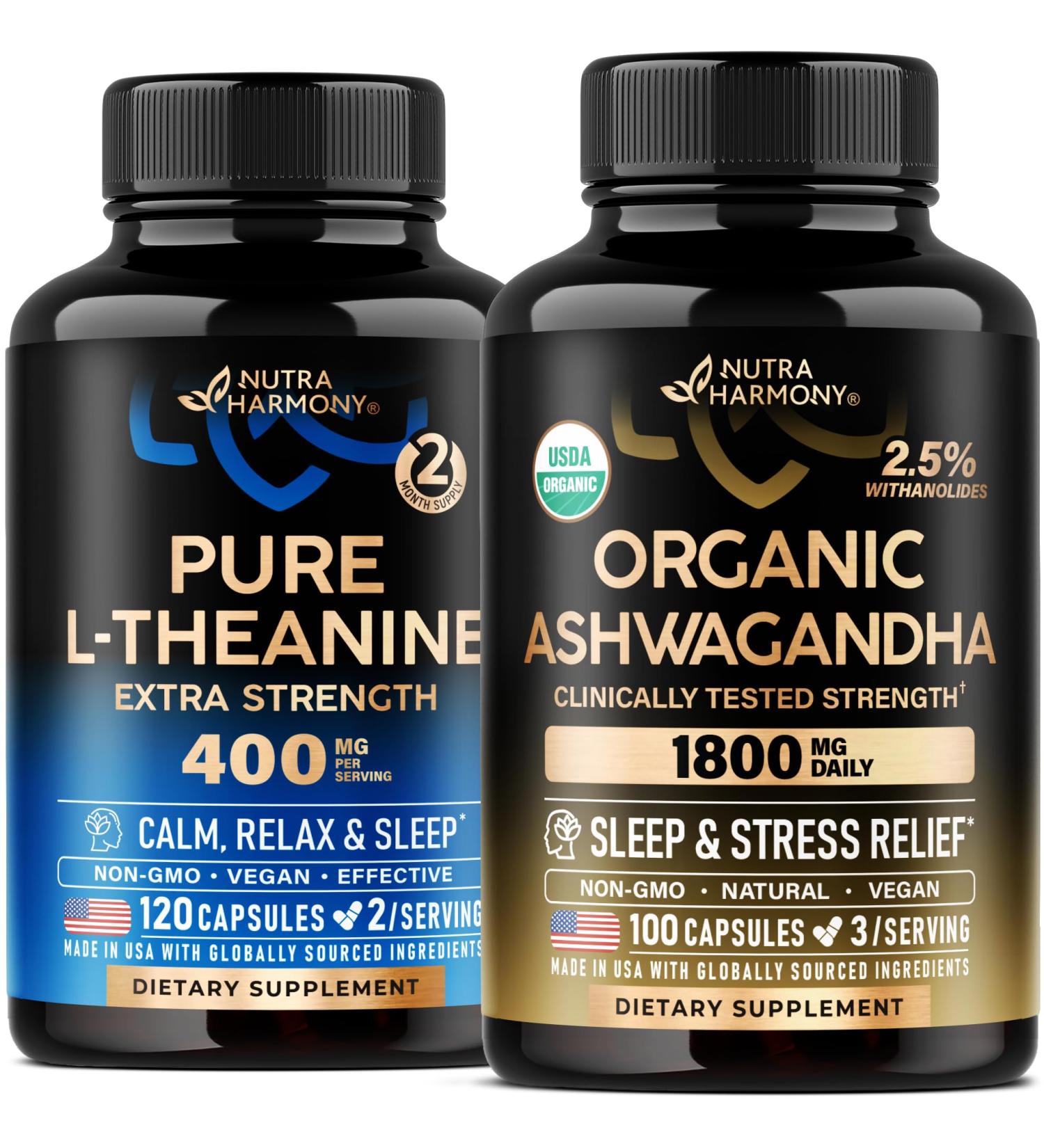 NUTRAHARMONY L-Theanine & Organic Ashwagandha Capsules