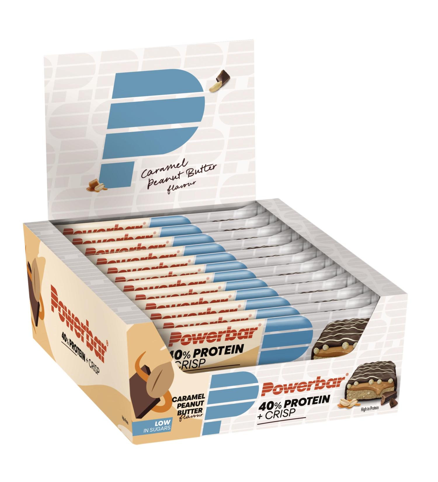 Powerbar 40% Protein Plus Crisp Caramel Peanut Butter 12x40g - High Protein Low Sugar Bar