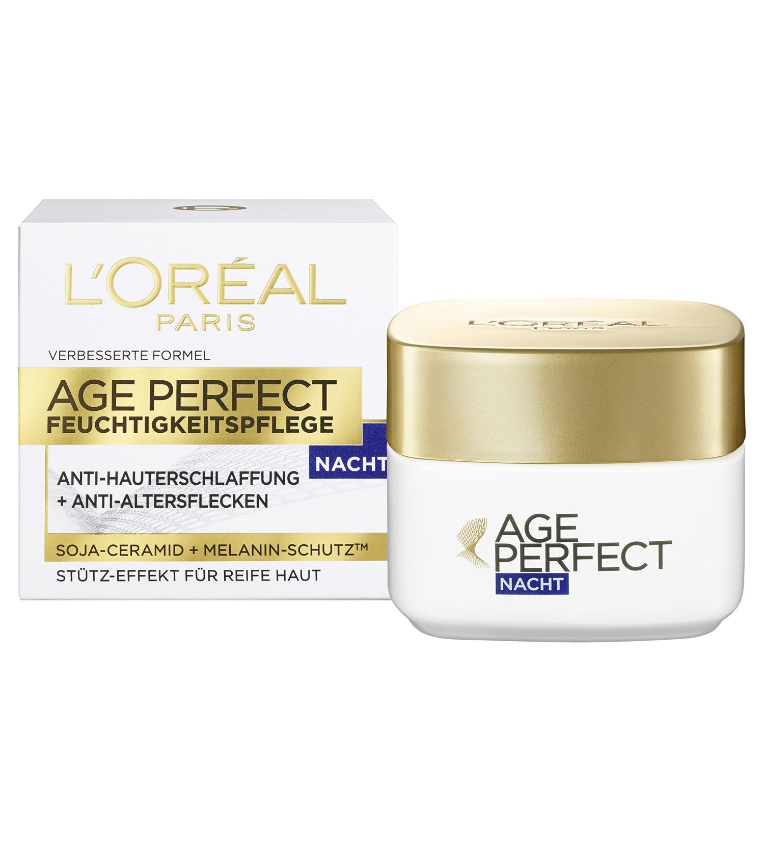 L'Or al Paris Age Perfect Night Care Anti-Aging Moisturizer Supportive and Anti-Aging Effect for Mature Skin with Soy Ceramic and Melanin Protection 50 ml - Buy Online on GoSupps.com
