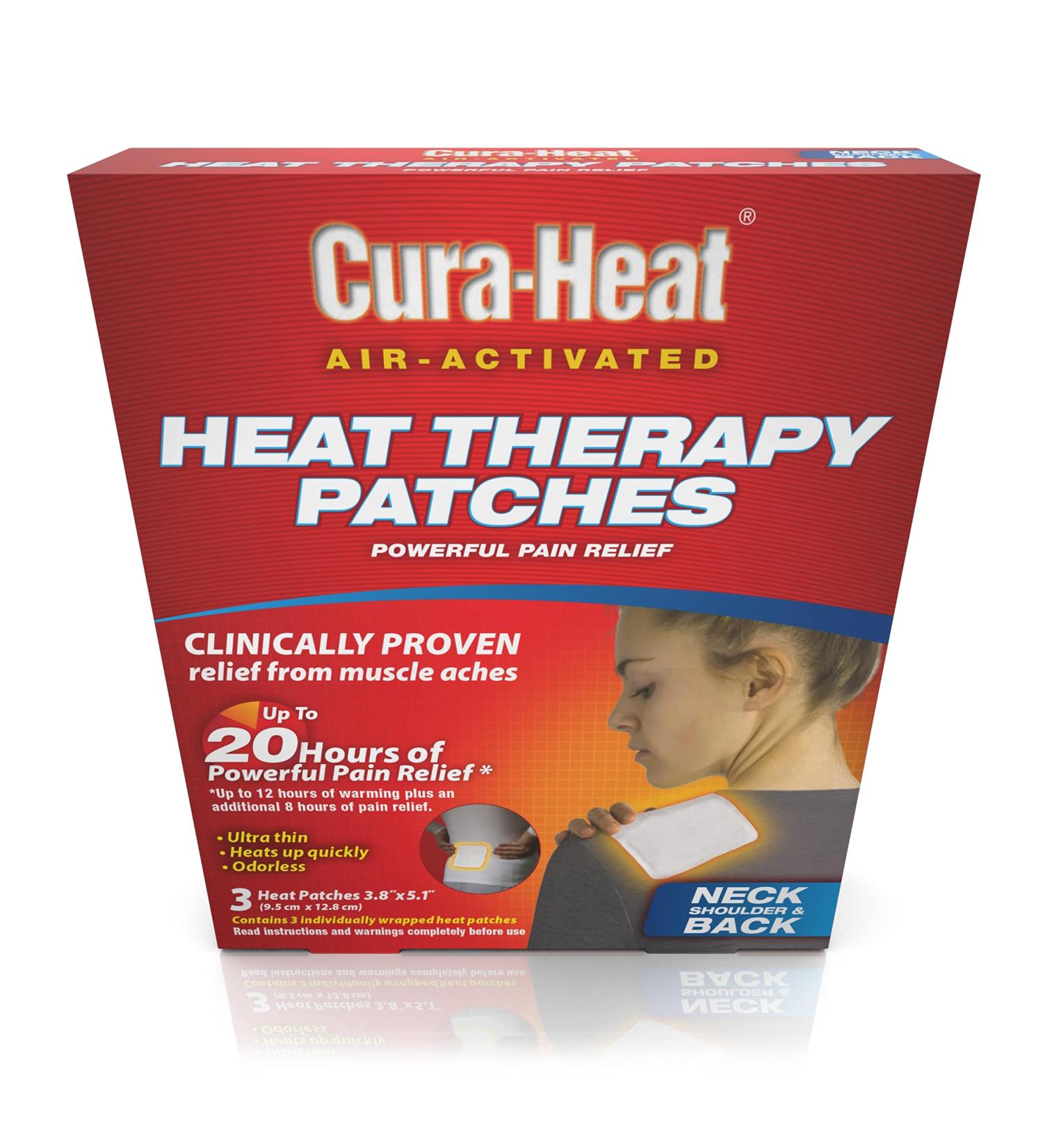 Cura Heat Therapeutic Heat Wrap (3 Count) - Soothes, Relaxes, Relieves Tight Muscles - White - Buy Online on GoSupps.com