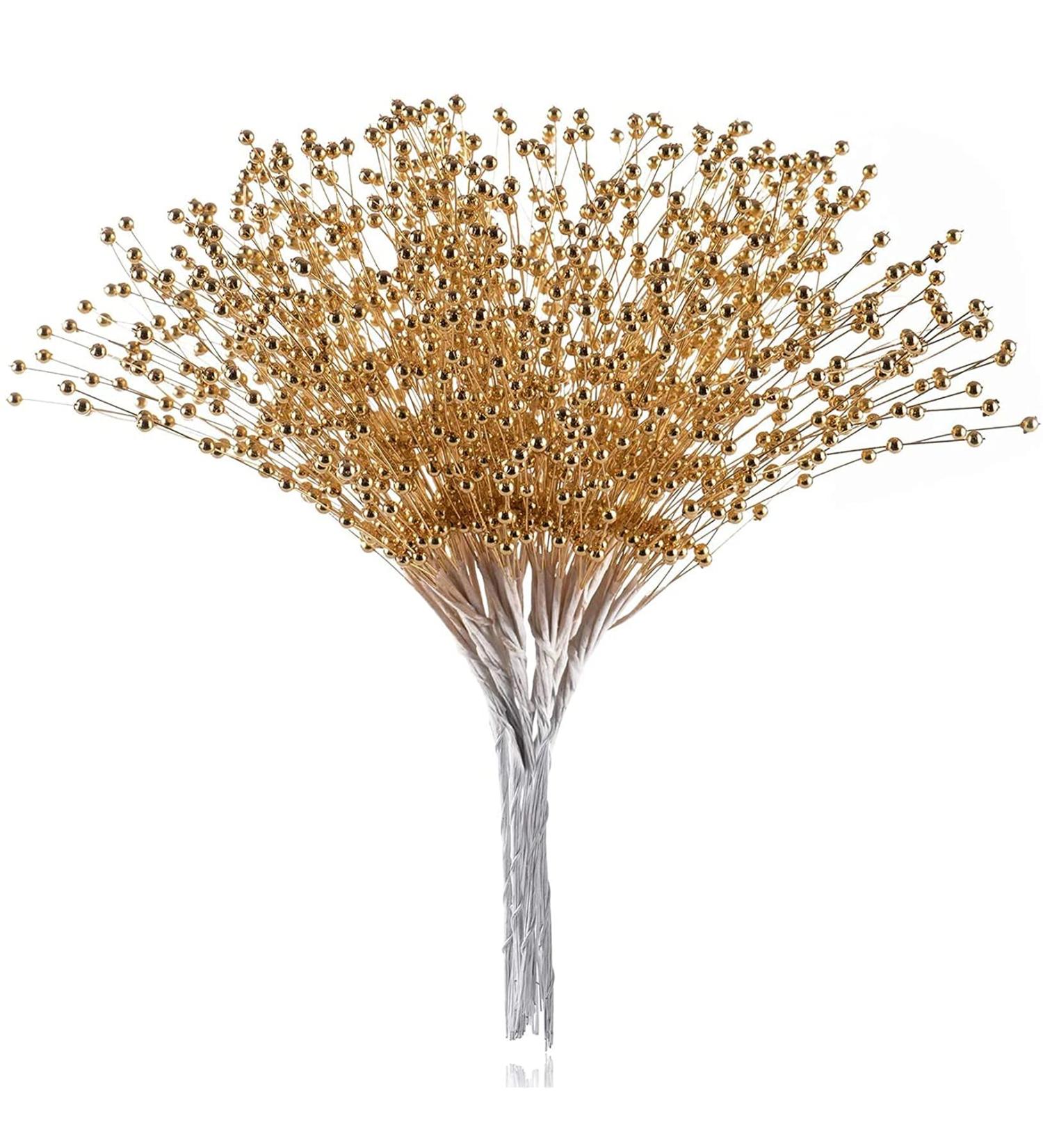 Beaded Stick Bride Wedding Pearl Bouquet Decoration - 50pcs (Gold) - Buy Online on GoSupps.com