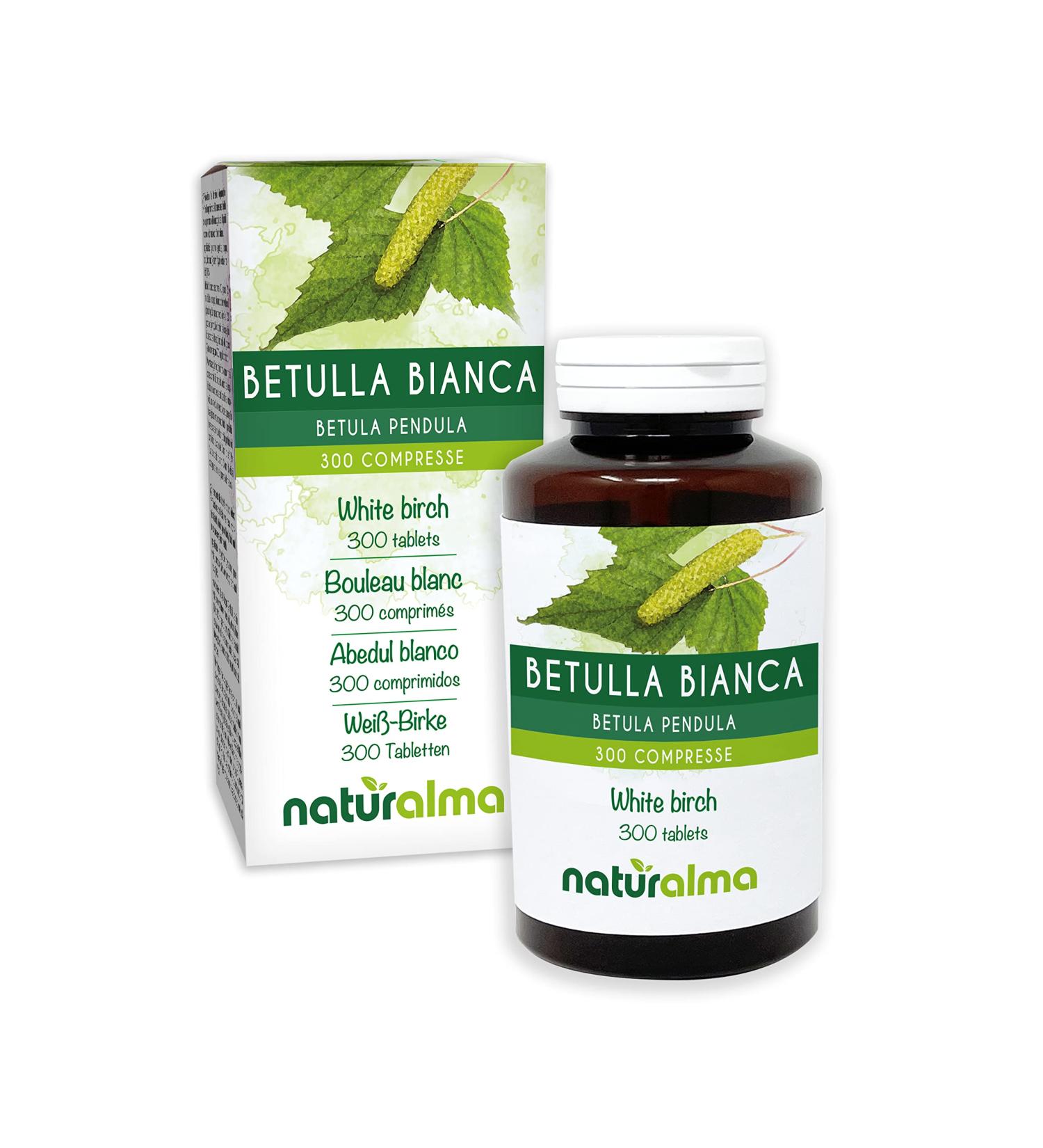 White Birch or Warty Birch (Betula Pendula Alba or Verrucosa) Leaves Naturalma 150 g 300 Tablets Food Supplement Natural and Vegan - Buy Online on GoSupps.com