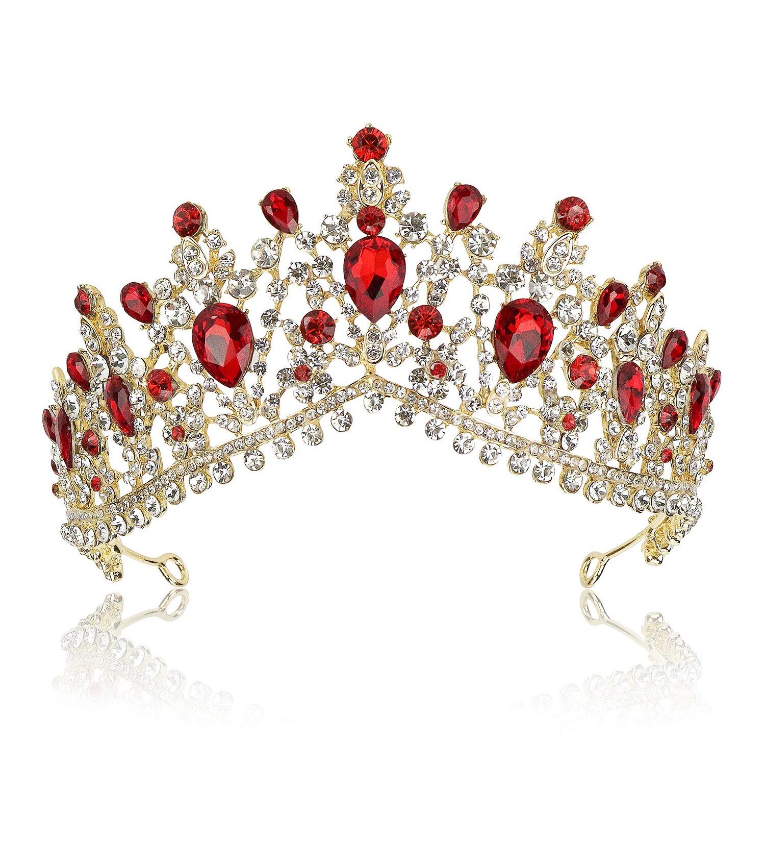 NODG Red Crystal Crown for Women - Princess Queen Vintage Tiara for Birthday, Wedding, Prom - Bridal Hair Accessory for Girls and Adults - Buy Online on GoSupps.com