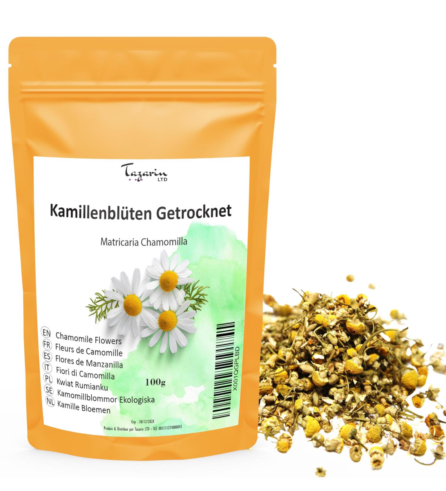  Tazarin LTD 100g Chamomile Flowers - Chamomile Infusion - Matricaria Chamomilla - Intense Aroma & Taste - 100% Natural Pure and Additive-Free | Superior Quality - Tazarin Ltd - Buy Online on GoSupps.com