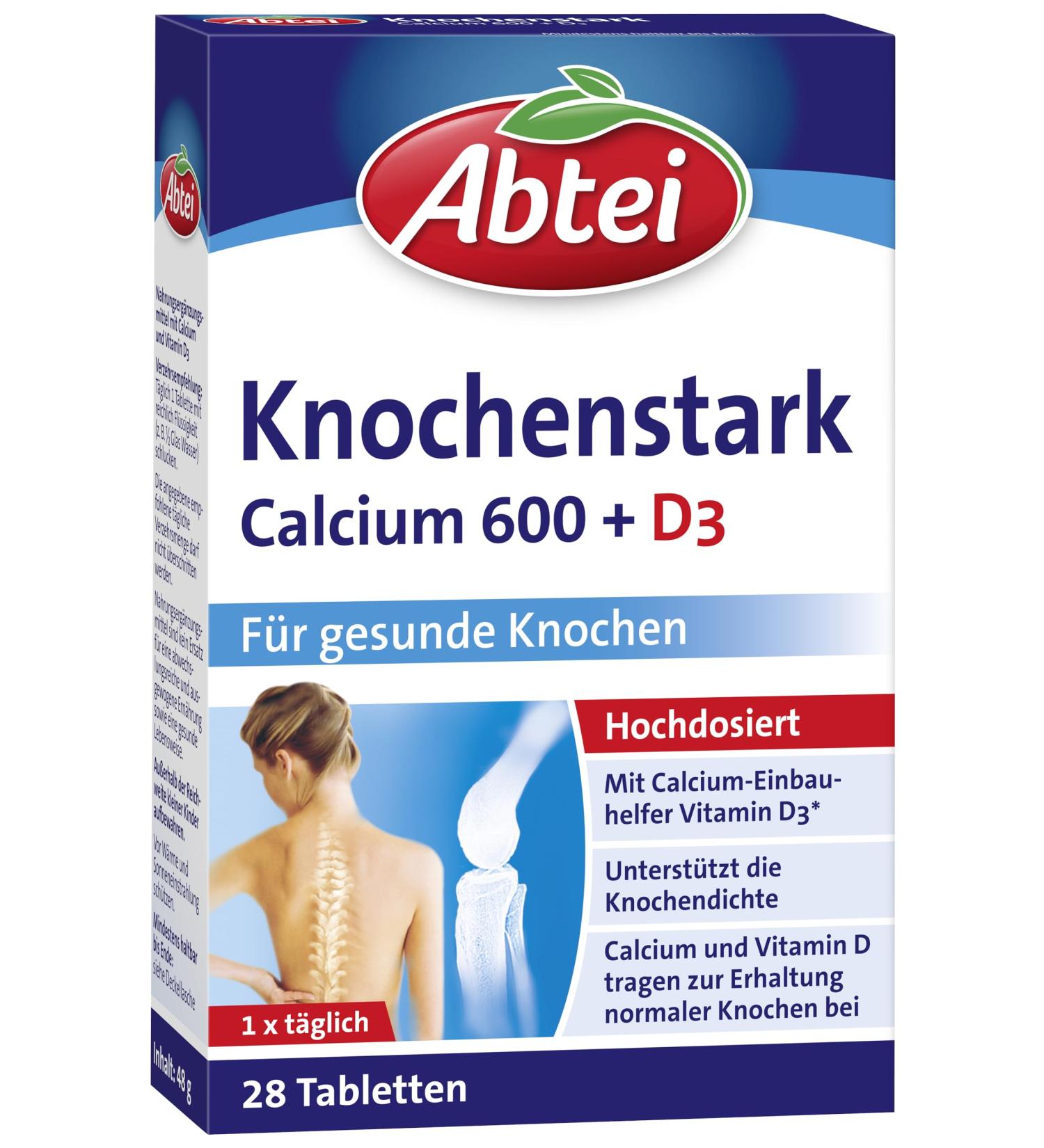 Abbey of Bone Calcium 600 + D3 - High Dose Dietary Supplement for Healthy Bones | Gluten-Free Lactose-Free Vegetarian - 28 Film-Coated Tablets - Buy Online on GoSupps.com