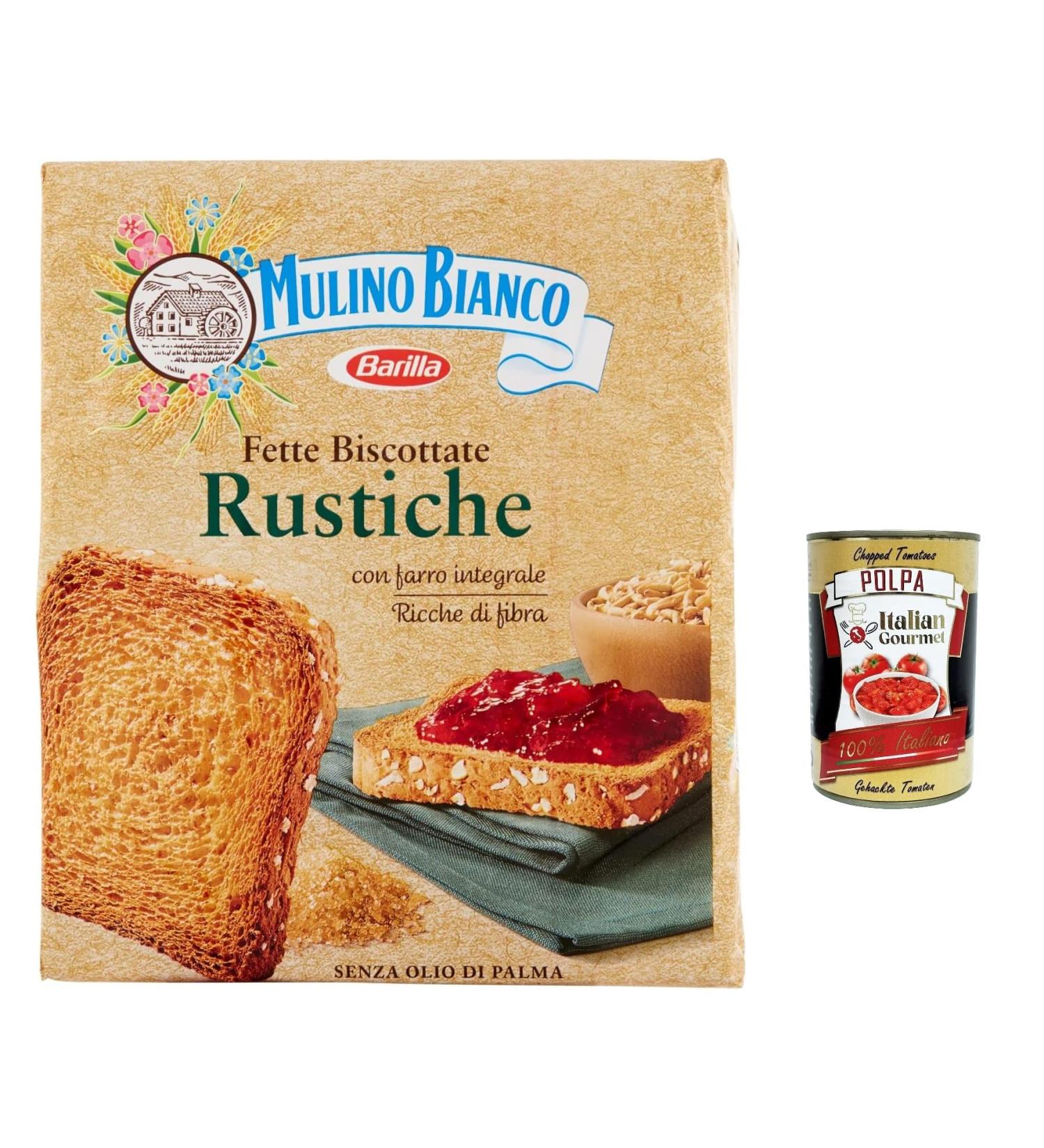 Mulino Bianco Biscottate Le Rustiche Lot of 12 biscuits Biscottate 315 g + Pulp Italian Gourmet Pulp 400 g - Buy Online on GoSupps.com