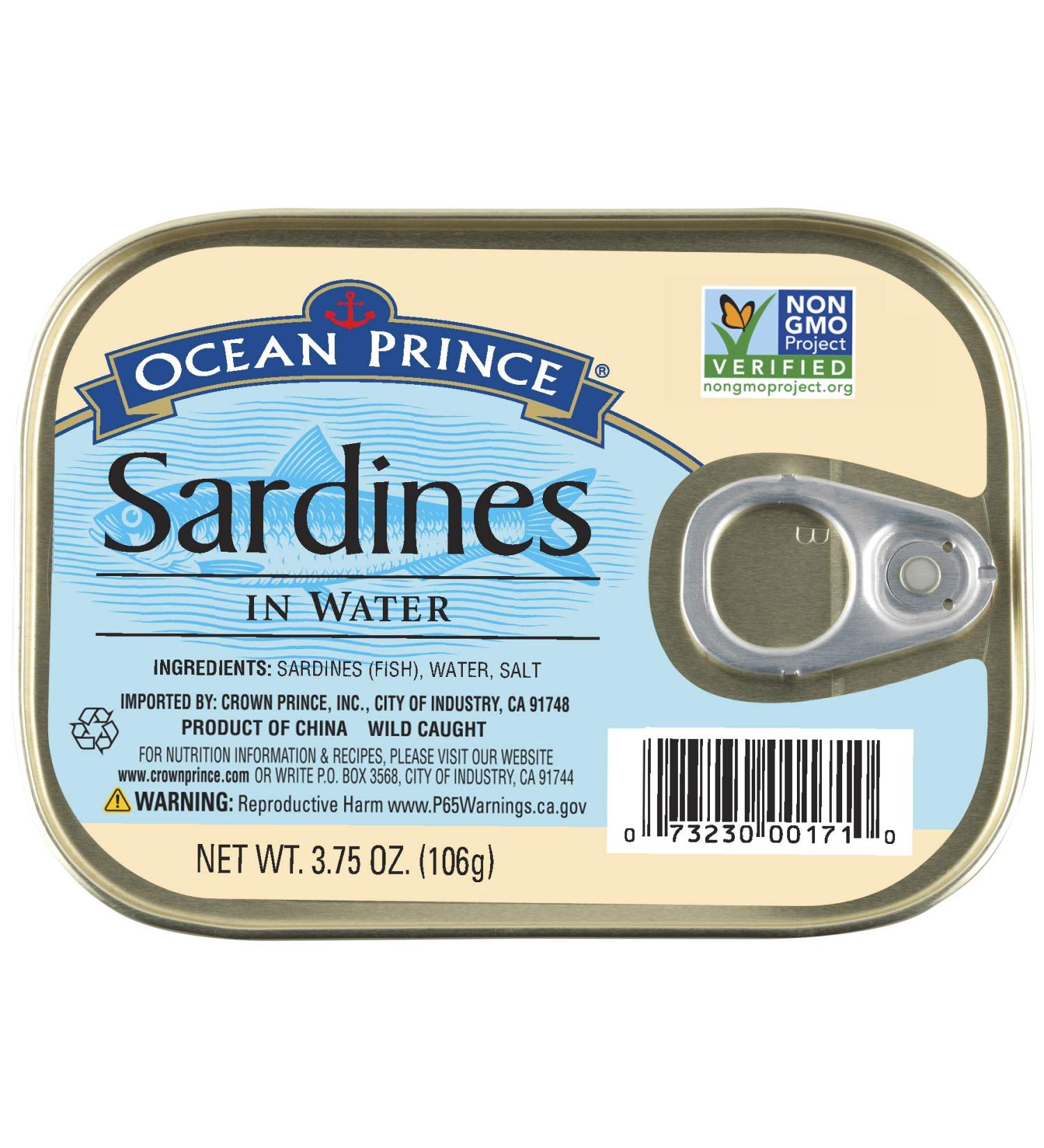 Ocean Prince Sardines in Water 3.75 oz Cans - Pack of 12 | Premium Quality Seafood - Buy Online on GoSupps.com