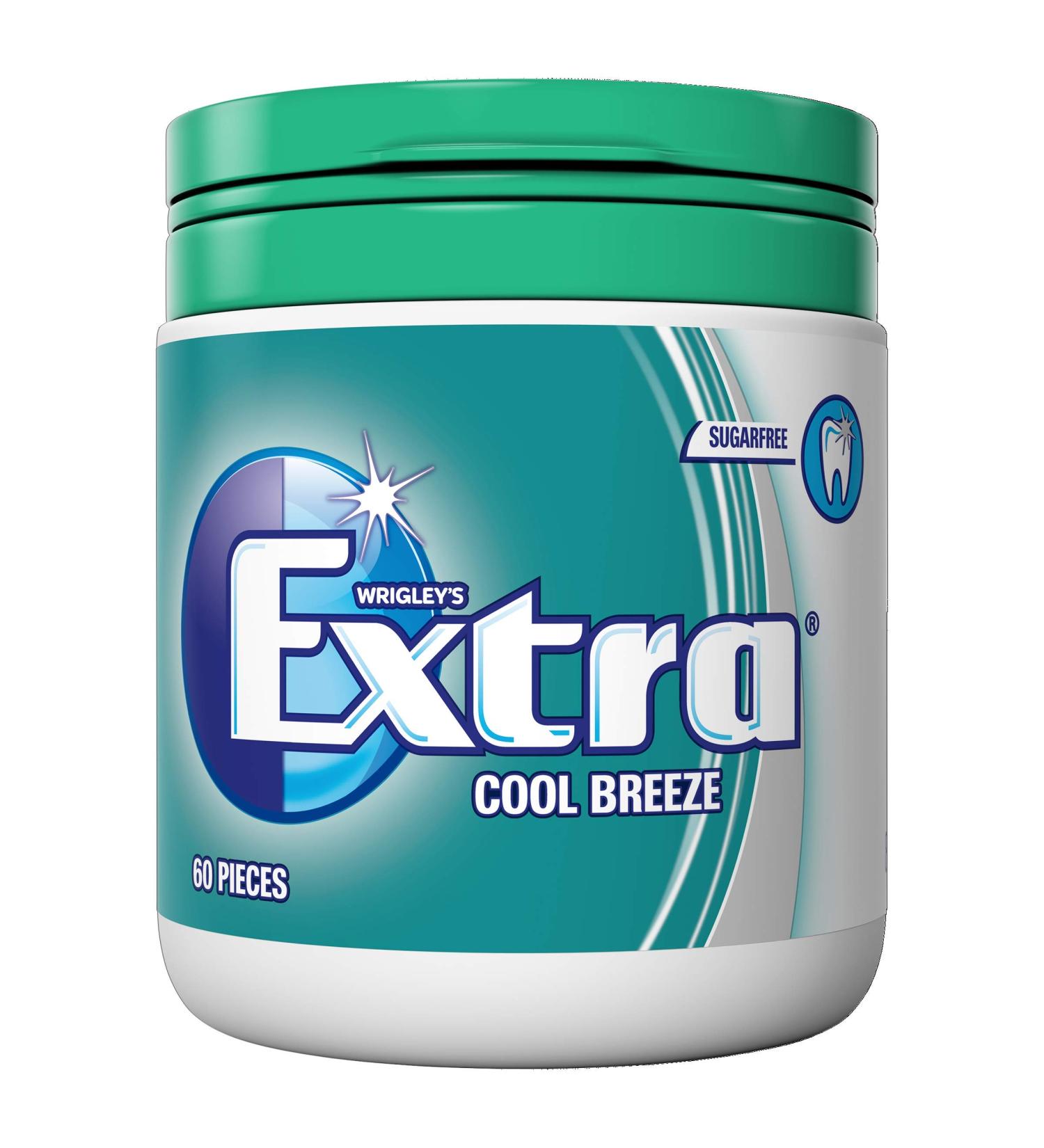 Wrigley's Extra Sugar-Free Cool Breeze Chewing Gum 60 Pieces - 1 Bottle Pack - Buy Online on GoSupps.com