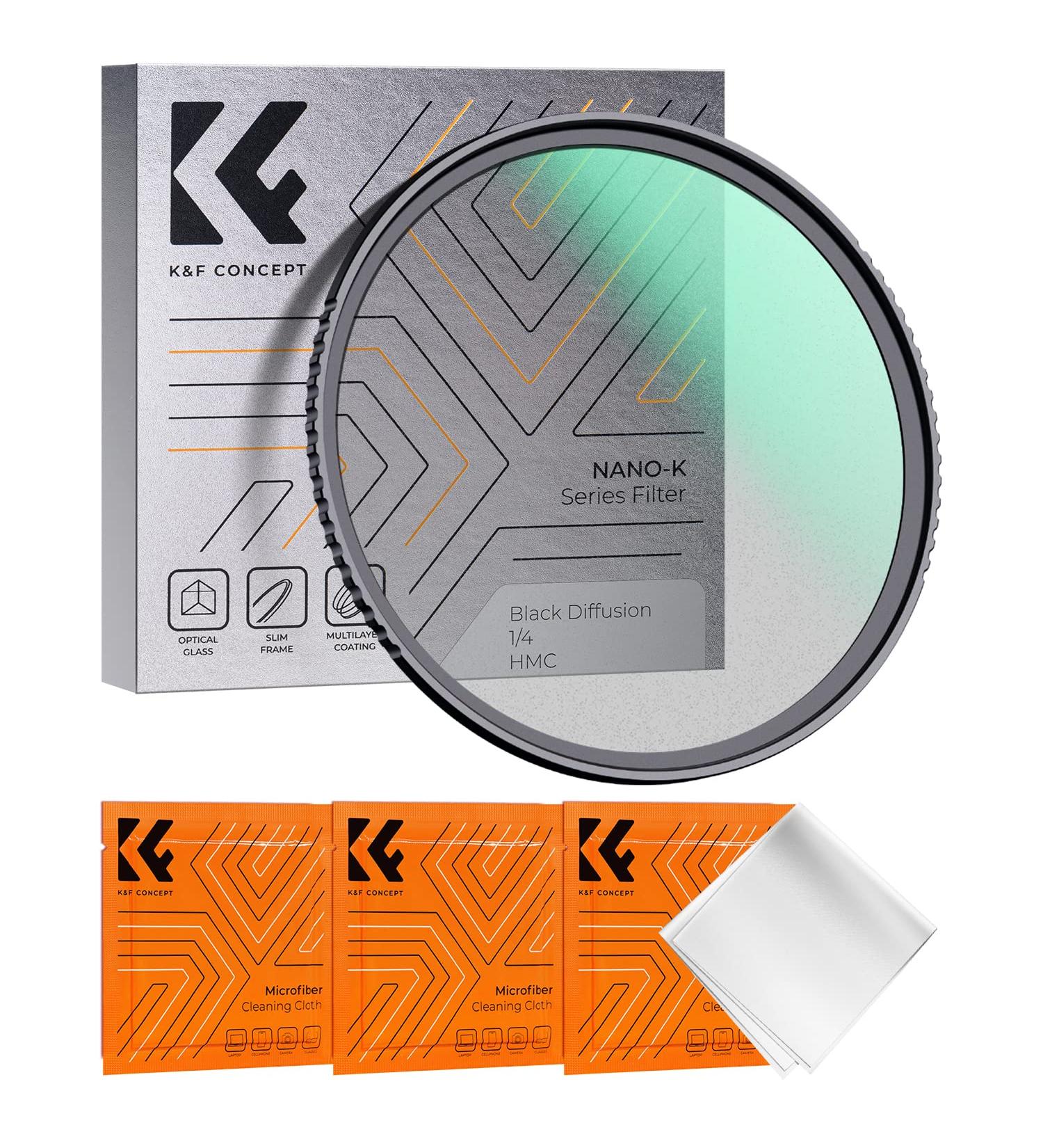 K&F Concept 52mm Black Diffusion 1/4 Filter - Cinematic Mist Effect for Video/Vlog/Portrait Photography - Buy Online on GoSupps.com