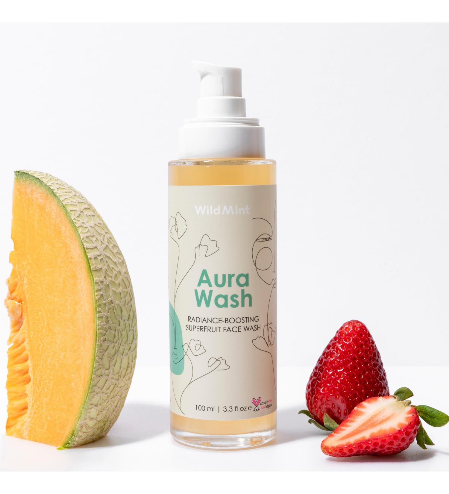 WildMint Aura Wash Natural Face Cleanser | Brightening & Healing Gentle Face Wash for Acne Hormonal Breakouts Dark Spots Hyperpigmentation Oily Skin | UK Made Vegan & Cruelty-Free Skincare | 100ml - Buy Online on GoSupps.com