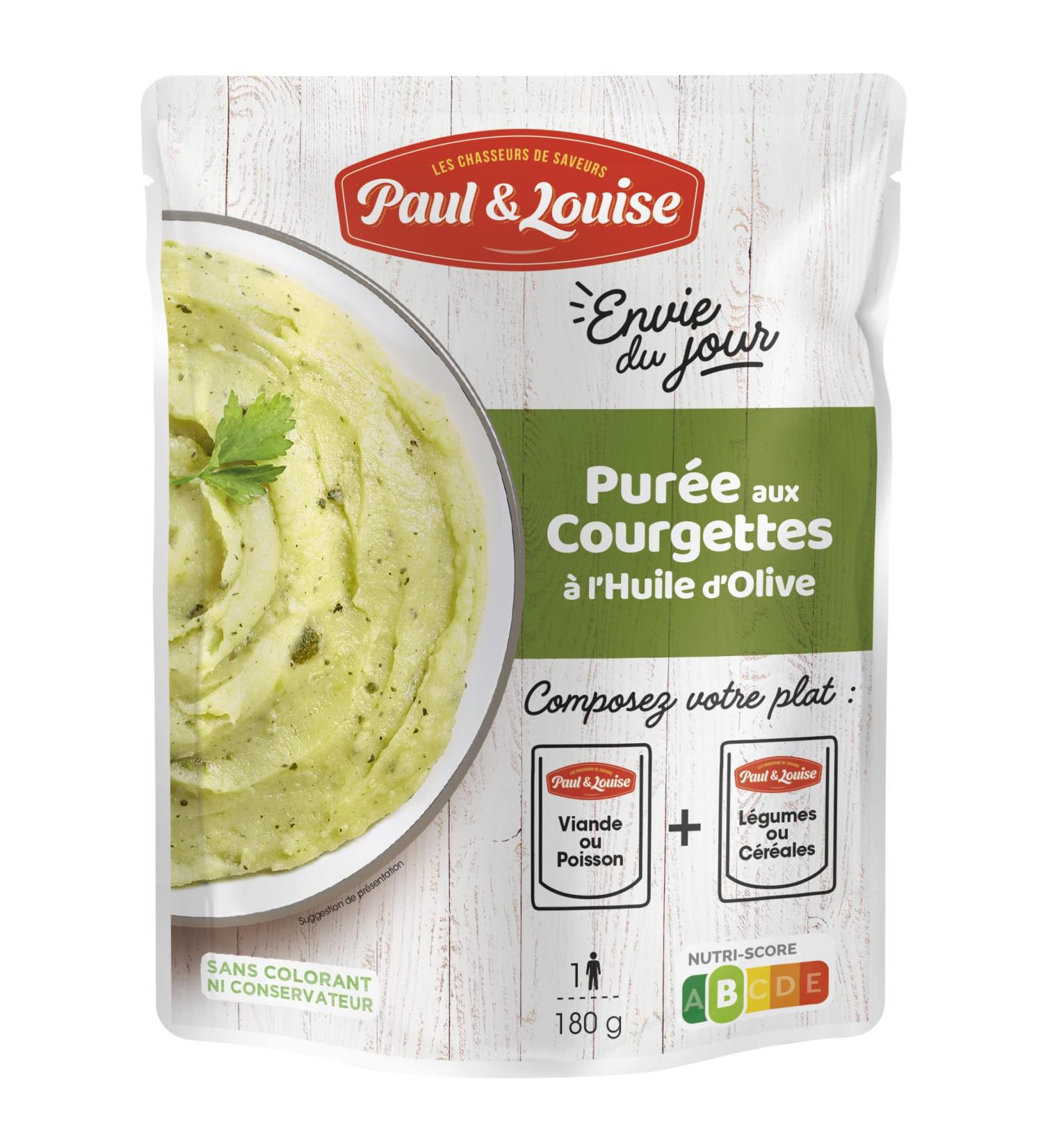 Paul & Louise Envie Du Jour Zucchini Pur e with Olive Oil 180 g - Microwavable Bag - Ready in 2 min - Combine with our meat o - Buy Online on GoSupps.com