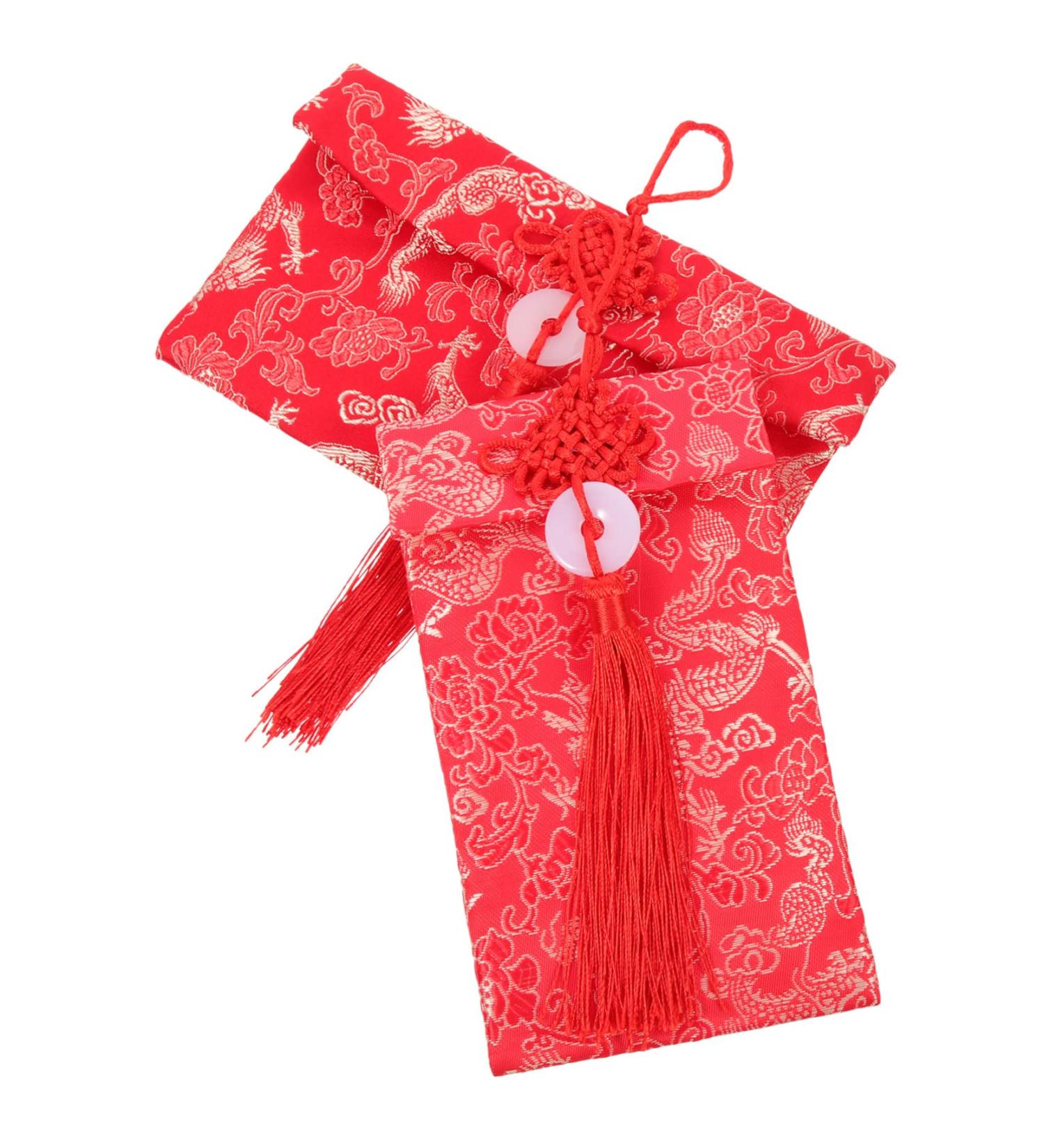 ABOOFAN 2pcs Satin Red Envelope Brocade Envelopes Chinese Wedding Envelopes Envelope Lunar New Year Envelopes Chinese Lucky Pockets Wedding Money Bag Gift Cloth Personality - Buy Online on GoSupps.com