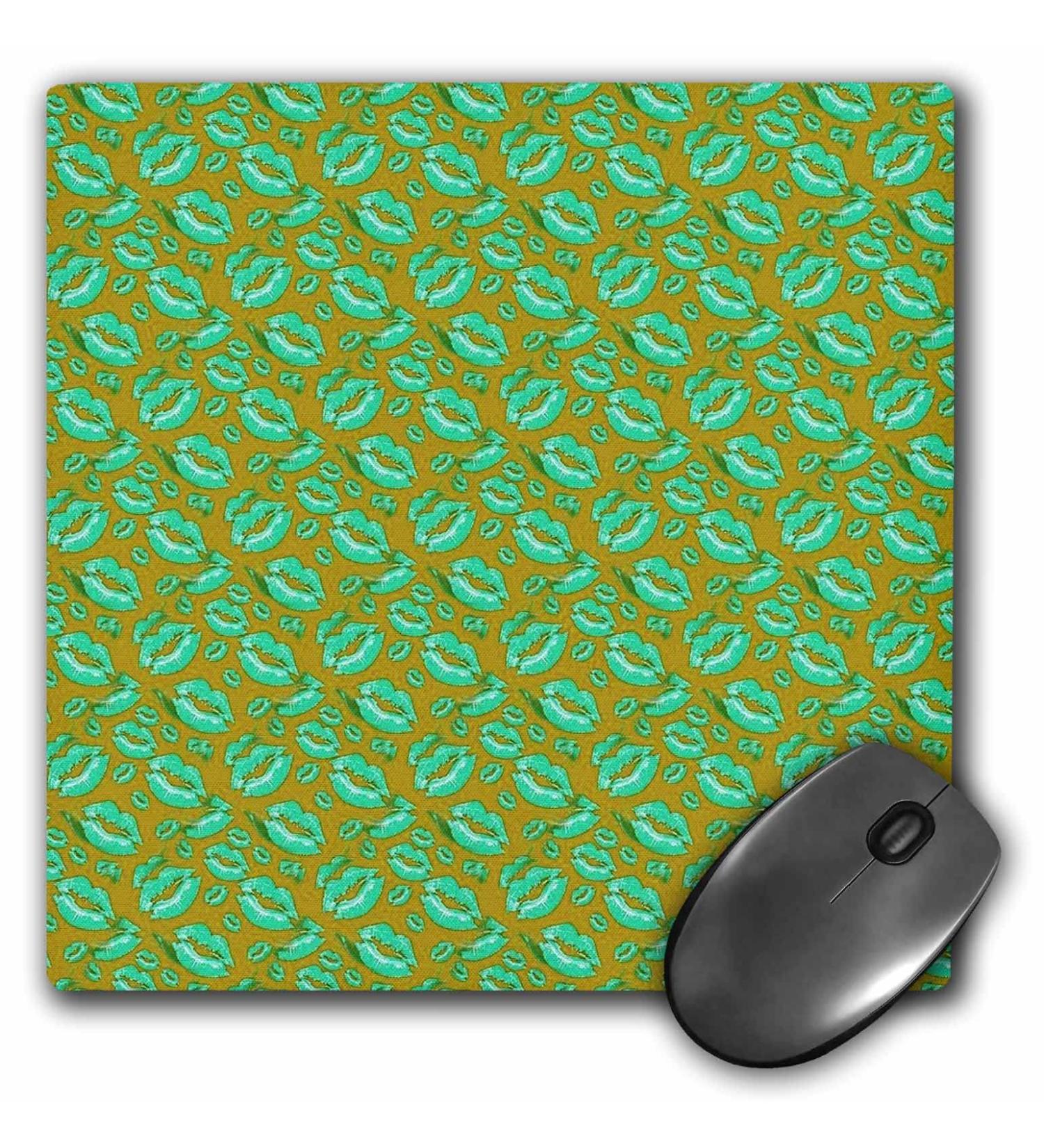 3dRose Two Kisses Collided Lip Affectionate Aqua Colored Lips Pattern - Mouse Pads (mp_357229_1)