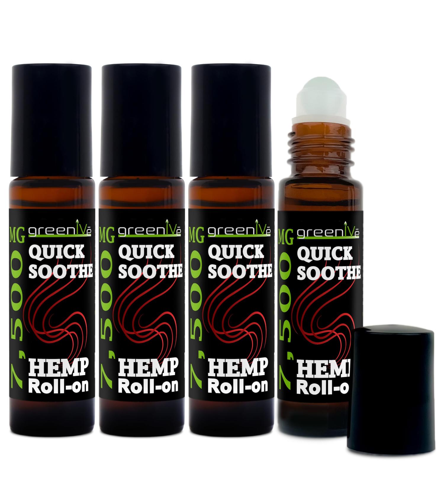 GreenIVe 7 500mg Hemp Roll-On Quick Soothe Therapeutic Essential Oil Blend for Topical Targeting Roll-On (4 Pack) - Buy Online on GoSupps.com