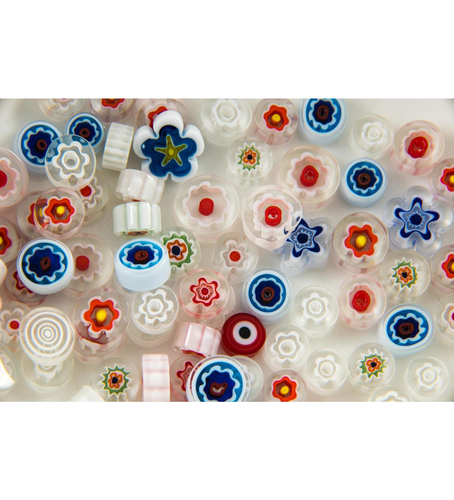 Devardi Glass COE 90 Hi-Def Premium Fire-Polished Millefiori 2 oz Mix 4 Whites  Fusing  Mosaic
