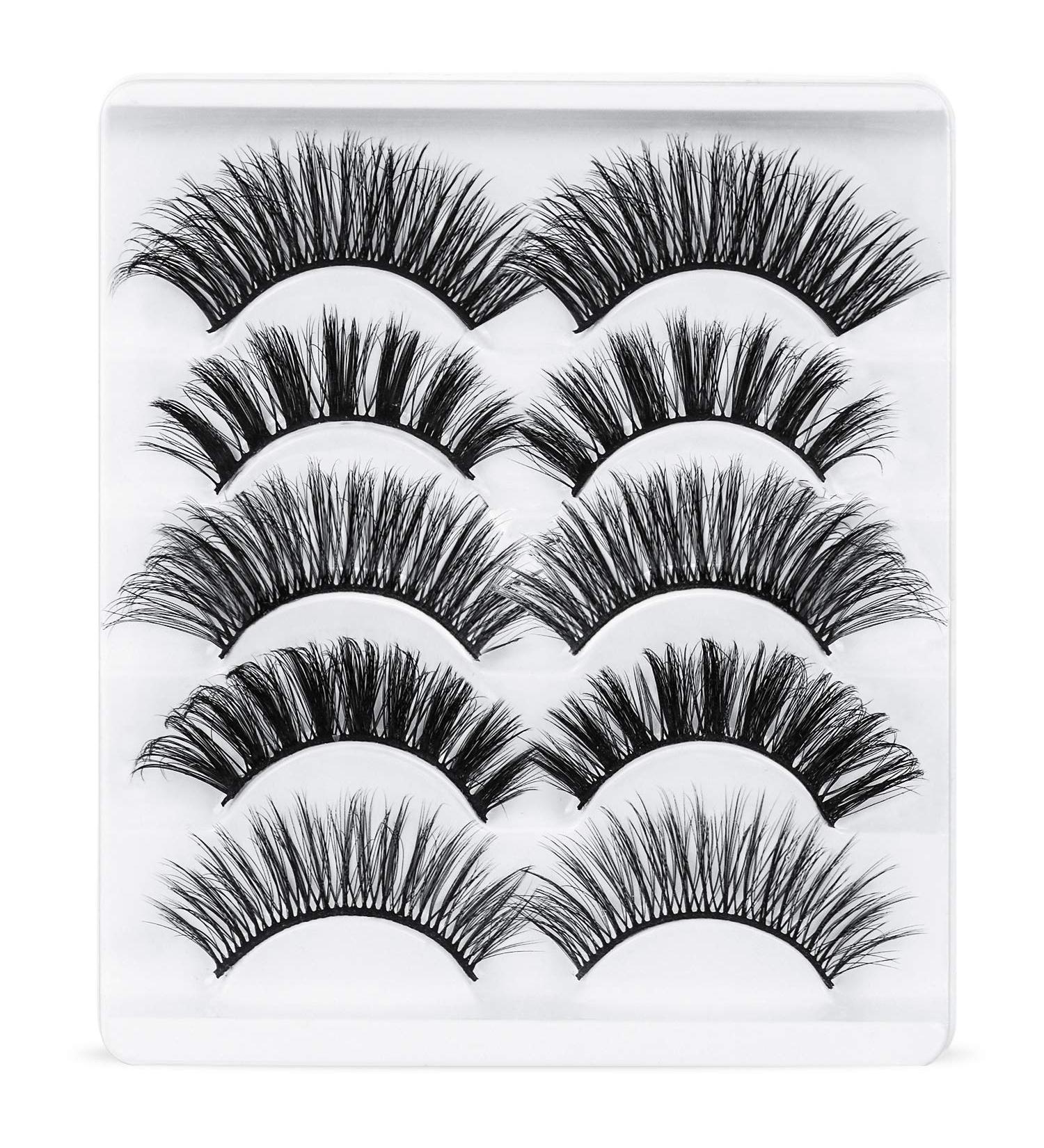 Uraqt 3D False Eyelashes Set - 5 Pairs Handmade Natural Reusable Fake Lashes for Work Dating & Party - Buy Online on GoSupps.com
