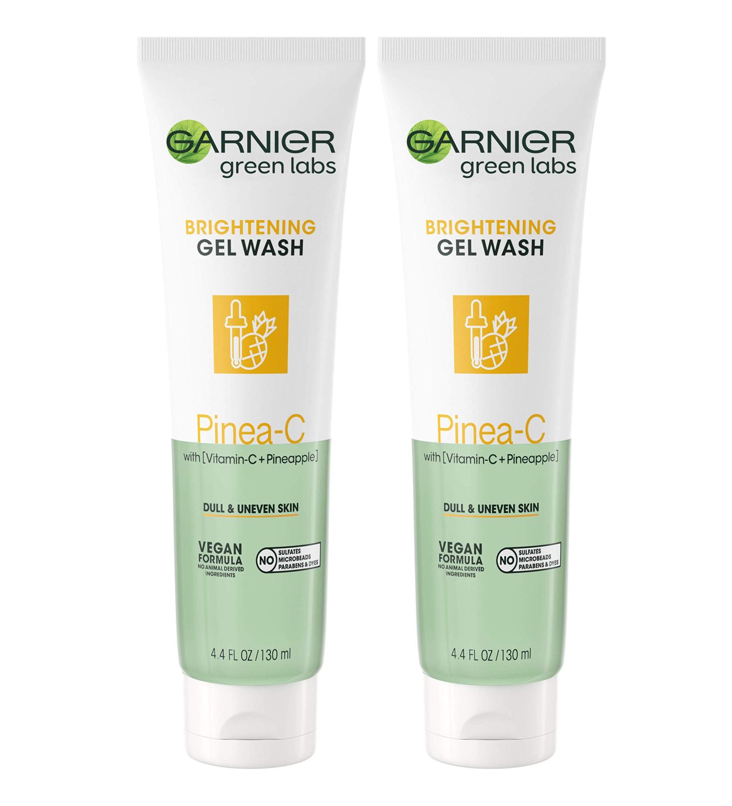 Garnier SkinActive Green Labs Pinea-C Brightening Gel Wash - Vitamin C & Pineapple Cleanser for Dull Skin 2 Count - Buy Online on GoSupps.com