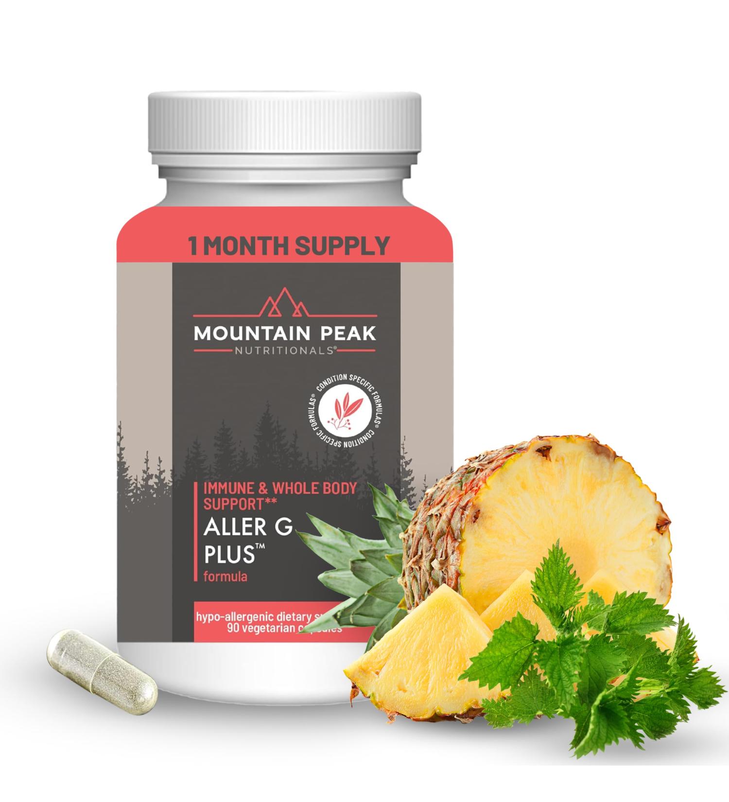 Mountain Peak Nutritionals Aller G Plus - Respiratory Sinus & Seasonal Allergy Support - w/Bromelain & Stinging Nettle - Promotes Healthy Immune Function (90 Vegetarian Capsules) 90 Count (Pack of 1) - Buy Online on GoSupps.com