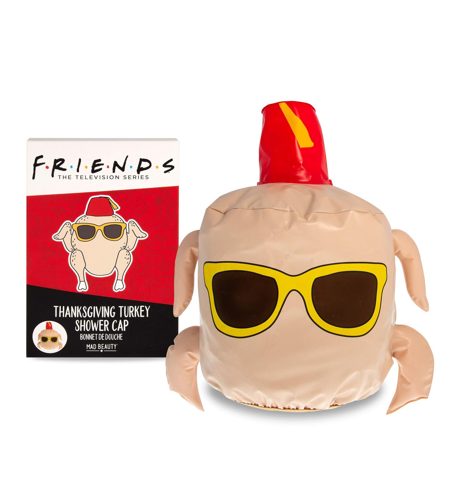 MAD BEAUTY Friends TV Show Turkey Shower Cap - Warner Bros Throwback to 90s Thanksgiving Episode - Nostalgic Cap for Dry and Delightful Shower Time - Buy Online on GoSupps.com