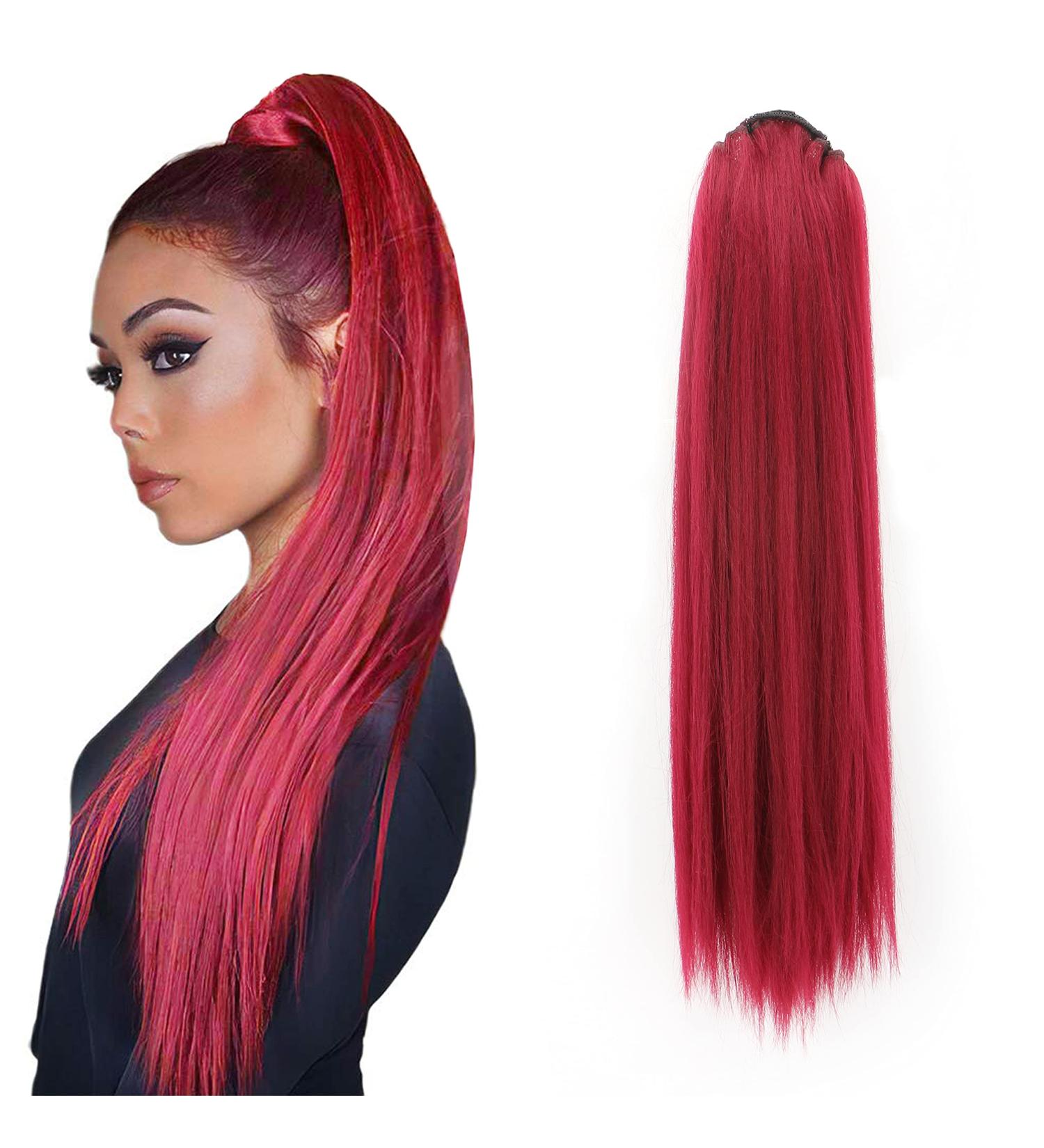 MEIRIYFA Red Ponytail Extension - Long Straight Drawstring 63 cm Ponytail for Women | Shop Now! - Buy Online on GoSupps.com