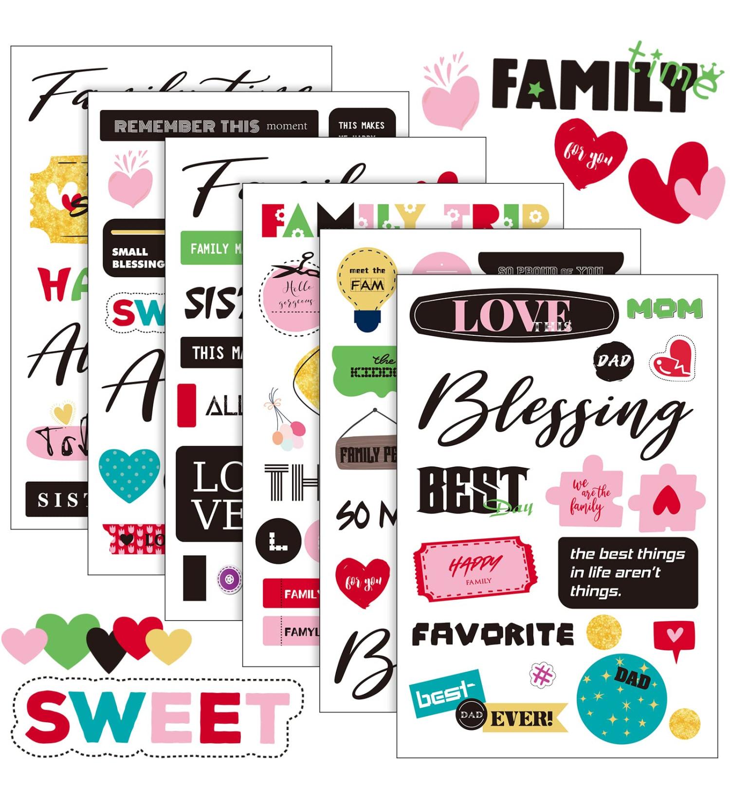 500pc Family Friend Theme Scrapbooking Sticker Decals - Waterproof Vinyl Memories Stickers for Album Embellishment (Family Theme) - Buy Online on GoSupps.com