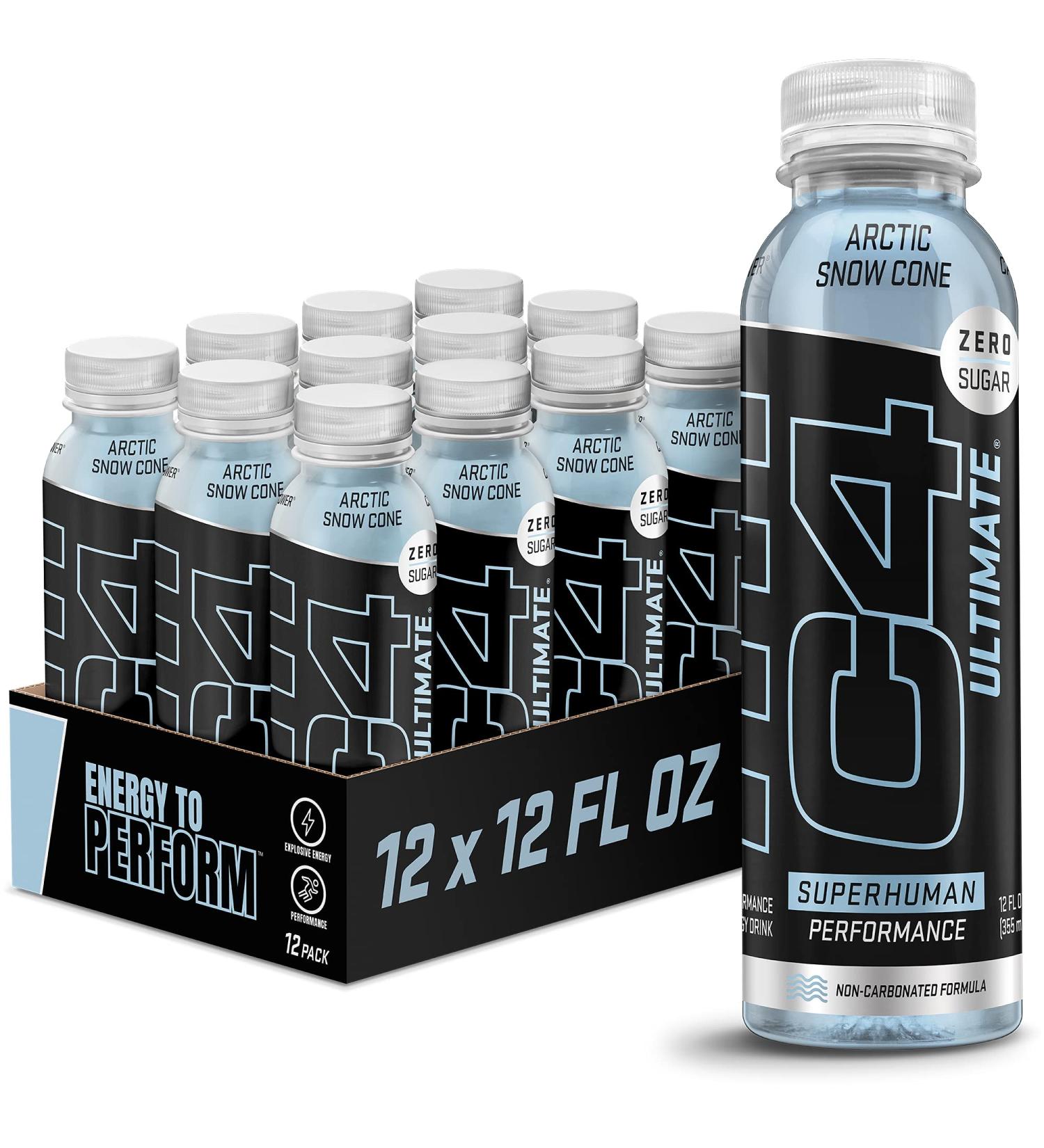 C4 Ultimate Non-Carbonated Zero Sugar Energy Drink Pre Workout Arctic Snow Cone 12 Fl Oz (Pack of 12) with Beta Alanine - Buy Now! - Buy Online on GoSupps.com