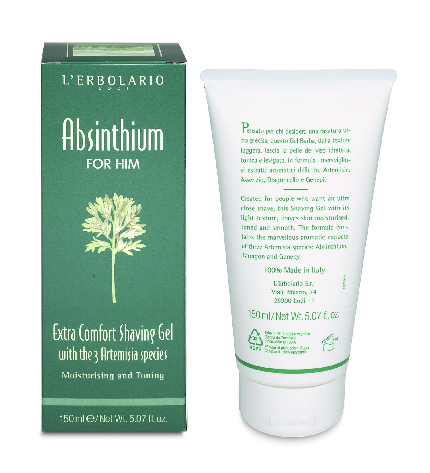 Extra Comfort Shaving Gel - Absinthium by LErbolario for Men - 5.07 oz Shave Gel