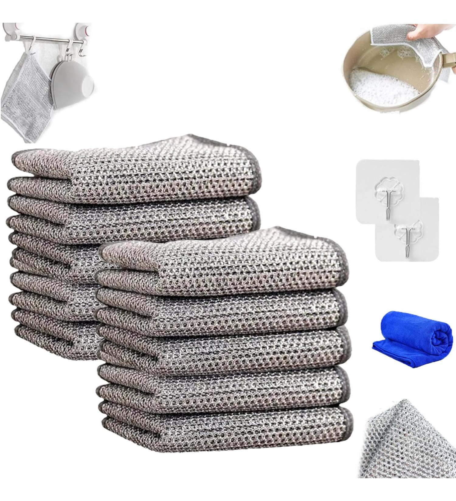 LONGLUAN Non-damaging Metal Bamboo Charcoal Cleaning Cloth Circularite Cleaning Pads Palutia Clean Cloth Non-Scratch Wire Dishcloth Resuable Double-Sided Mesh Metal Wire Cleaning Rag (10 Pcs) - Buy Online on GoSupps.com