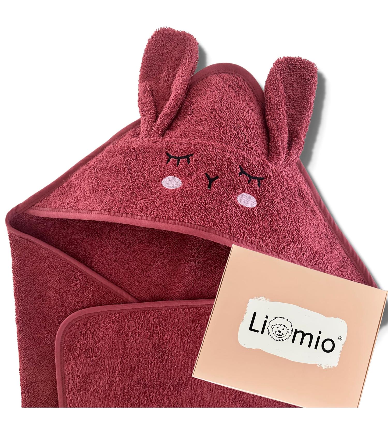 Liomio Hooded Baby Towel 100x100cm - Bordeaux - 100% Cotton Soft & Cozy | Oeko-Tex Certified | Perfect Baby Shower Gift | Made in EU - Buy Online on GoSupps.com