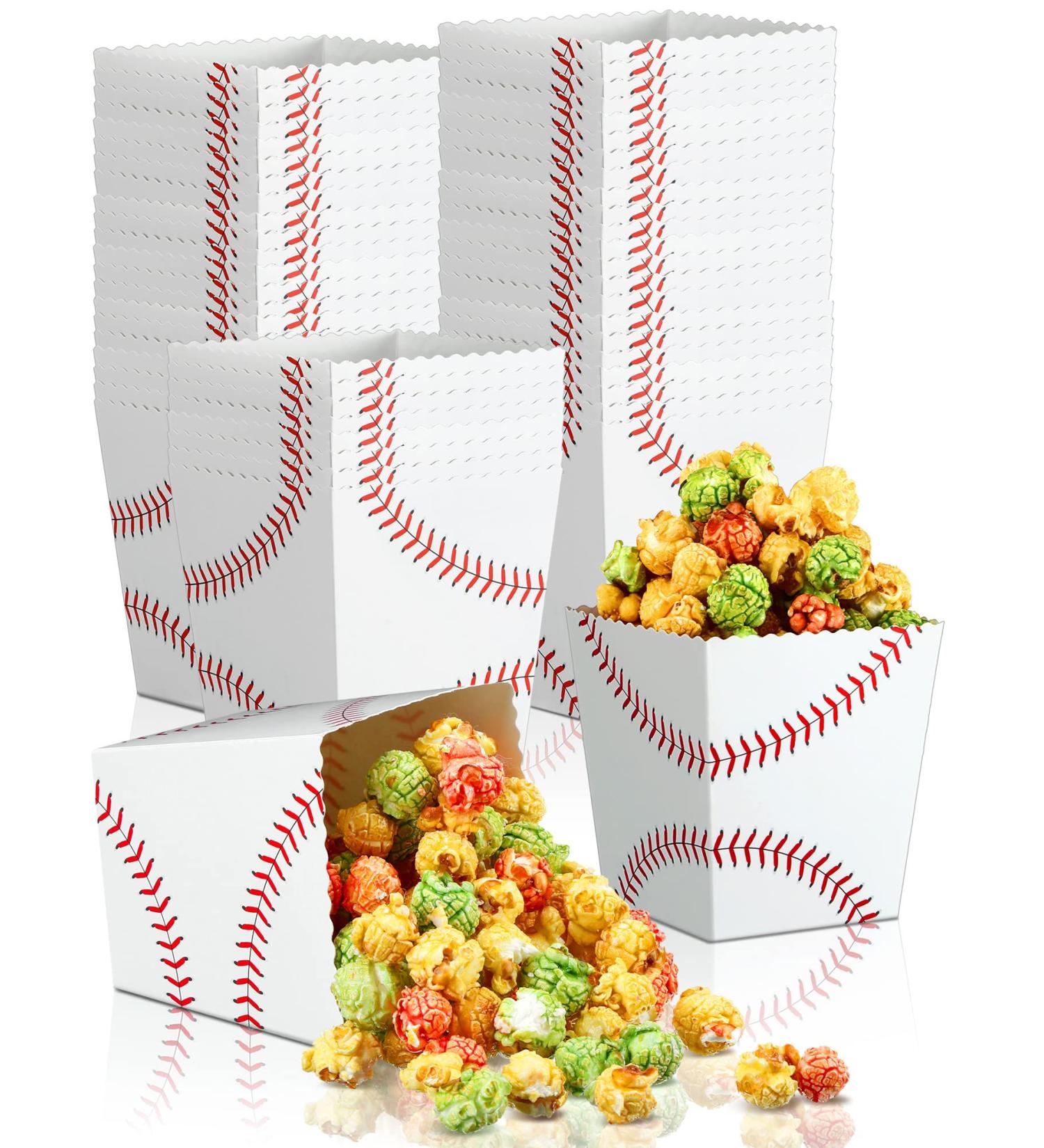 50 Pcs Baseball Popcorn Boxes Paper Cardboard Popcorn Buckets Baseball Print Popcorn Bags Popcorn Container for Baseball Party Favors Supplies Sports Themed Birthday Party Decorations Gift - Buy Online on GoSupps.com
