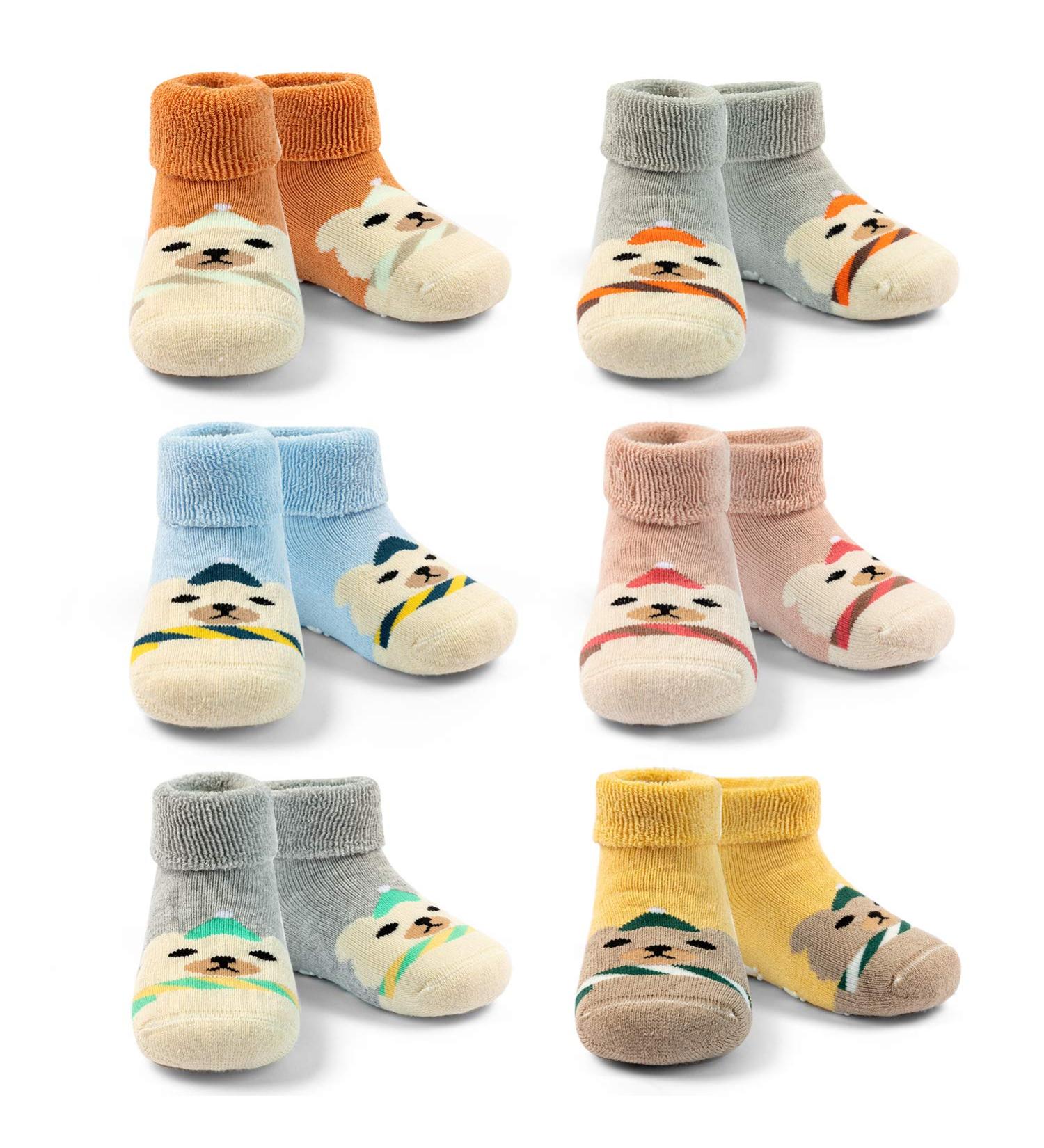 Non Slip Winter Socks for Boys & Girls | Moon Tree Baby 6 Pairs 2-4 Years Bear Mix 5067 - Buy Online on GoSupps.com