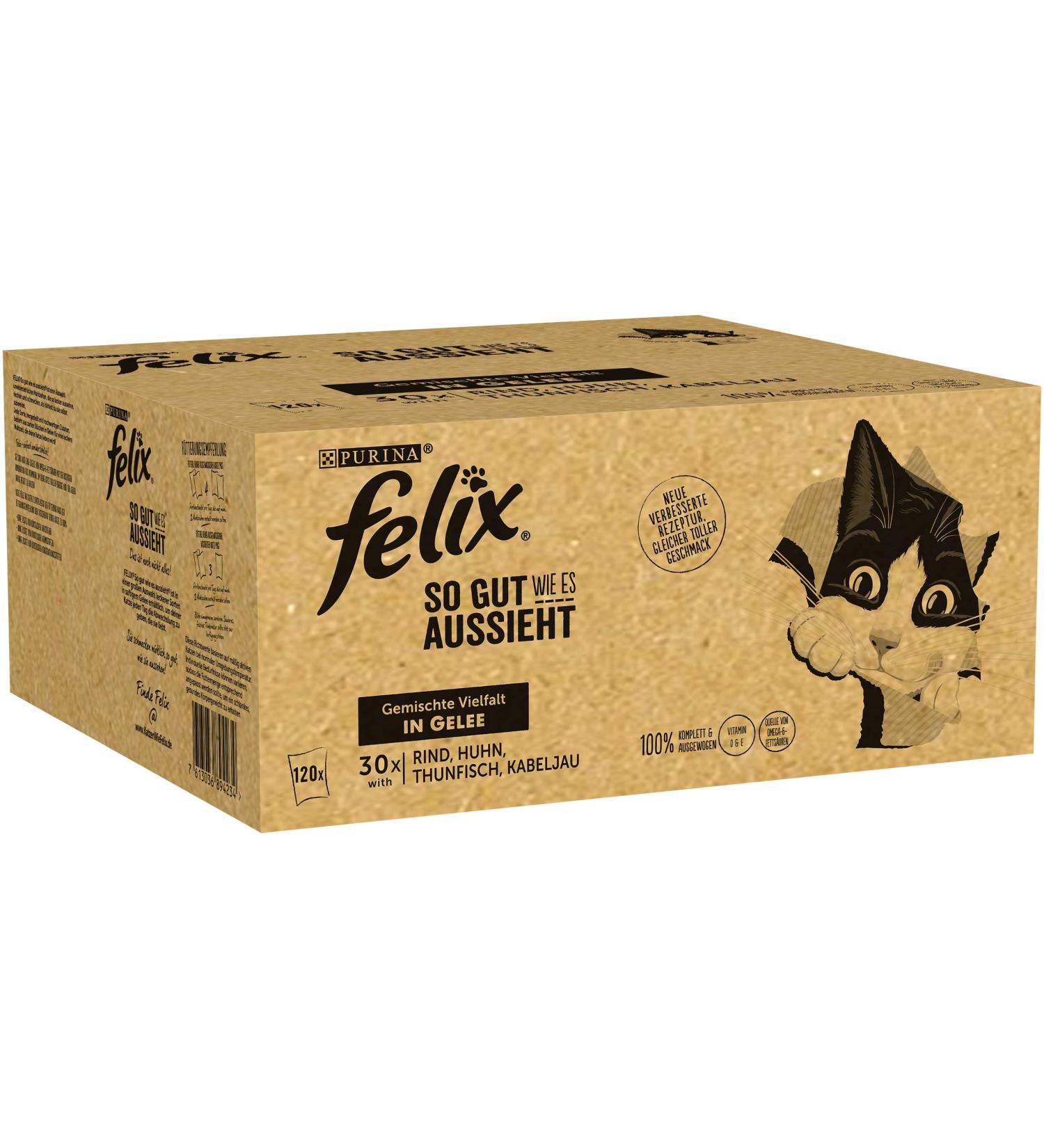 Felix Katznass Fodder Mixed Variety with Cod - 120x85g - Premium Cat Food - Buy Online on GoSupps.com