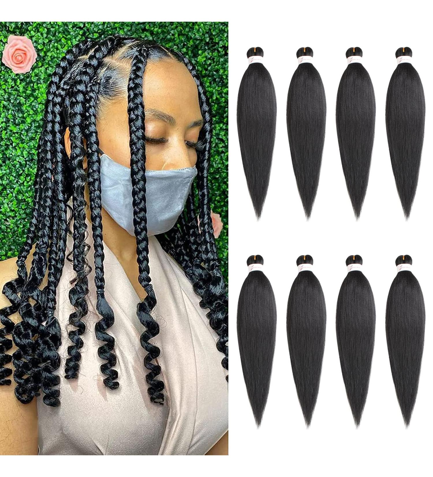 XTREND 16 Inch Natural Black EZ Braids 8Packs Pre-Stretched Easy Braiding Hair Extensions for Box Braids Hair Hot Water Setting Synthetic Fiber Hair Extensions 1B# 16 Inch (Pack of 8) 1B# - Buy Online on GoSupps.com