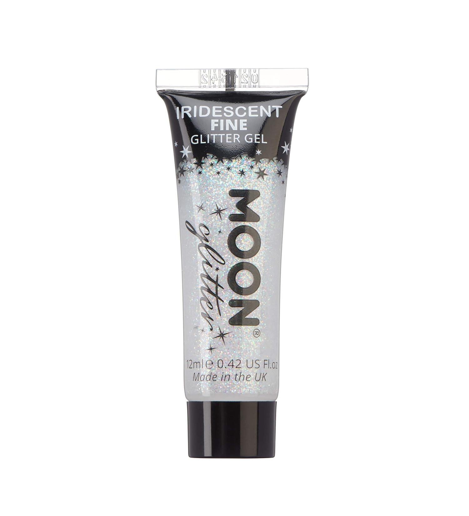Iridescent White Glitter Gel by Moon Glitter - 12ml - Cosmetic Festival Face Paint for Body, Hair, Nails - Buy Online on GoSupps.com