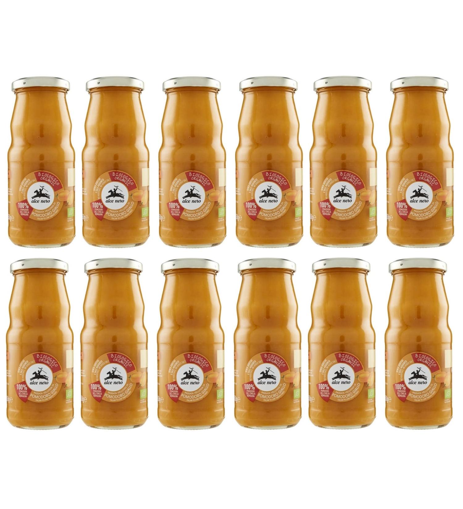 Set of 12 Alce Nero Passata Vellutata di Pomodoro Giallo Biologico Organic Yellow Tomato Bottles 350g - Buy Online on GoSupps.com