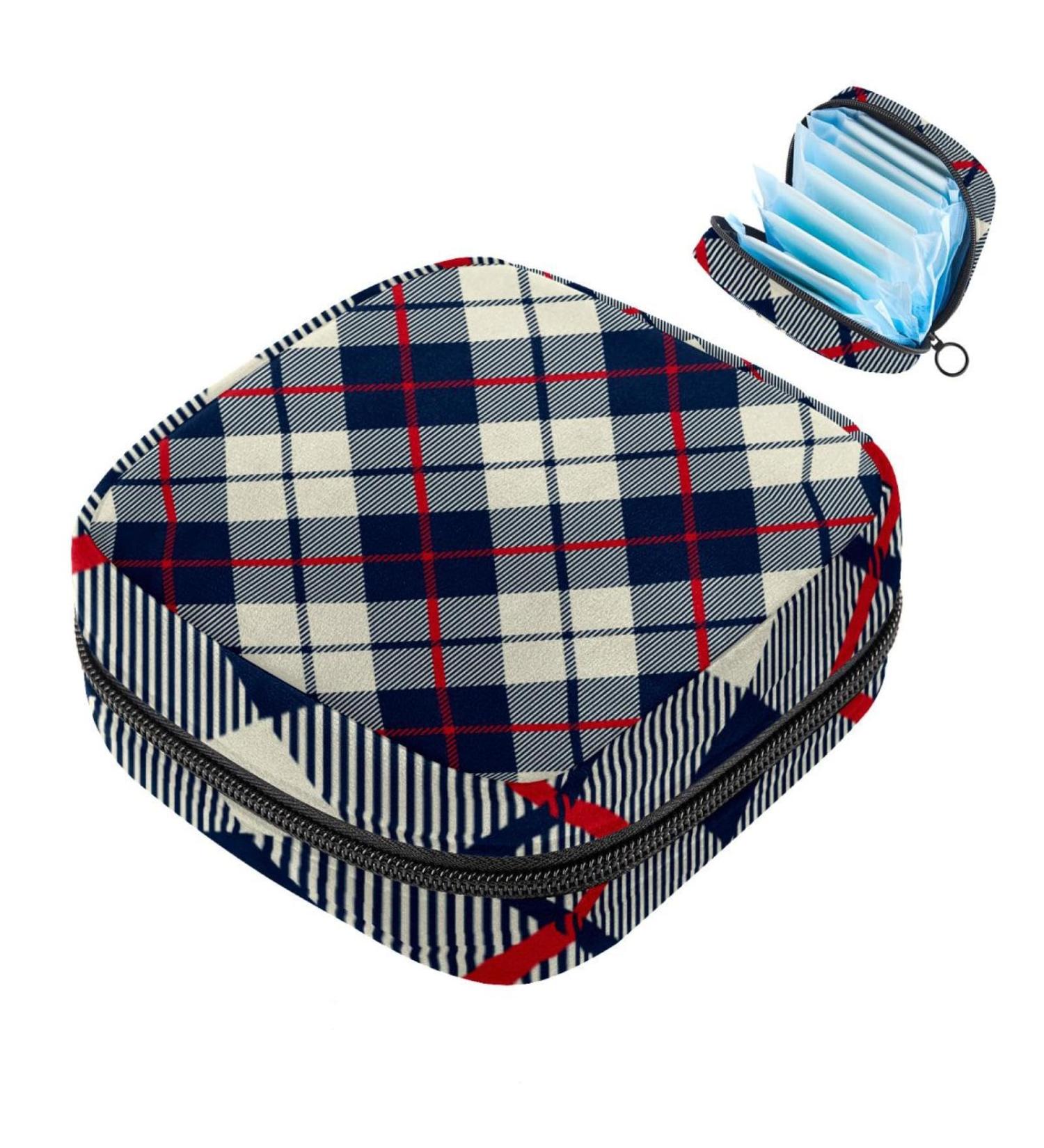 Portable Women's Menstrual Cup Bags | Multicolored Storage for Teen Girls | Blue Checked Binding Bags for First Period - Buy Online on GoSupps.com