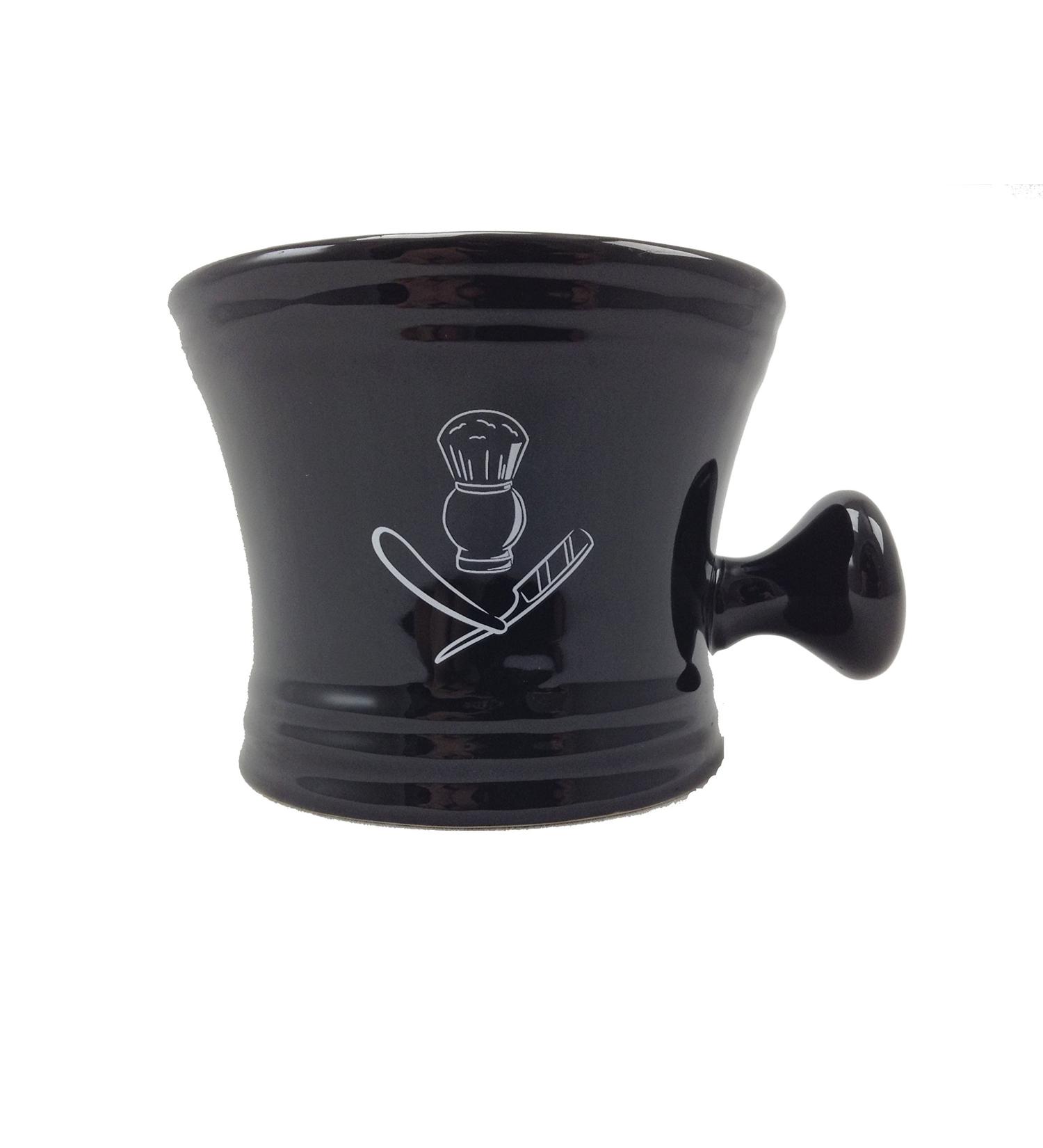 Apothecary Shaving Mug Black-Perfect Shave Bowl with Handle