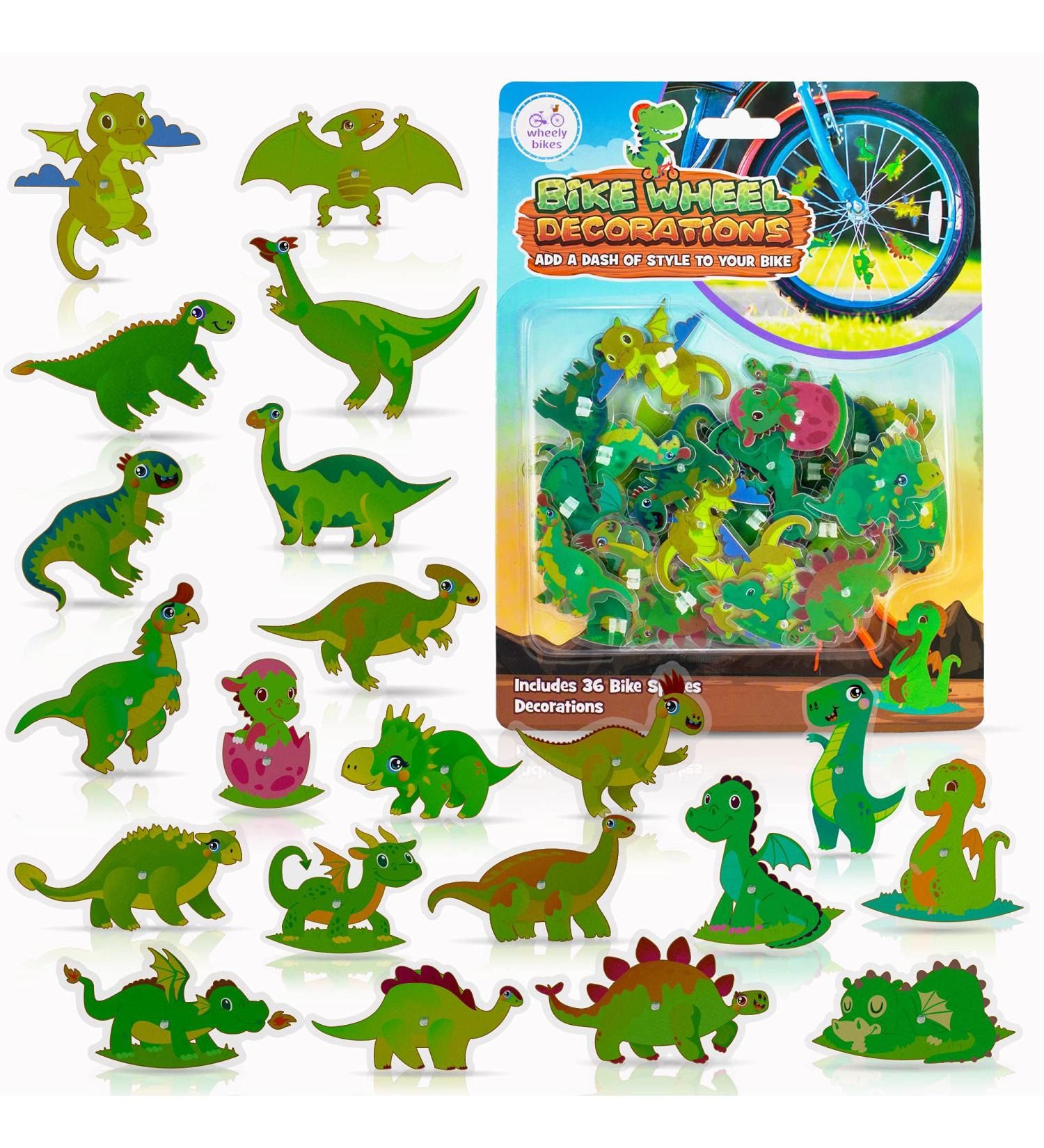 Dinosaur Spoke Beads - 36 Pcs Kit for Kids Bikes | Fun Cycling Accessories & Easter Gift | Bicycle Wheel Decorations for Boys - Buy Online on GoSupps.com