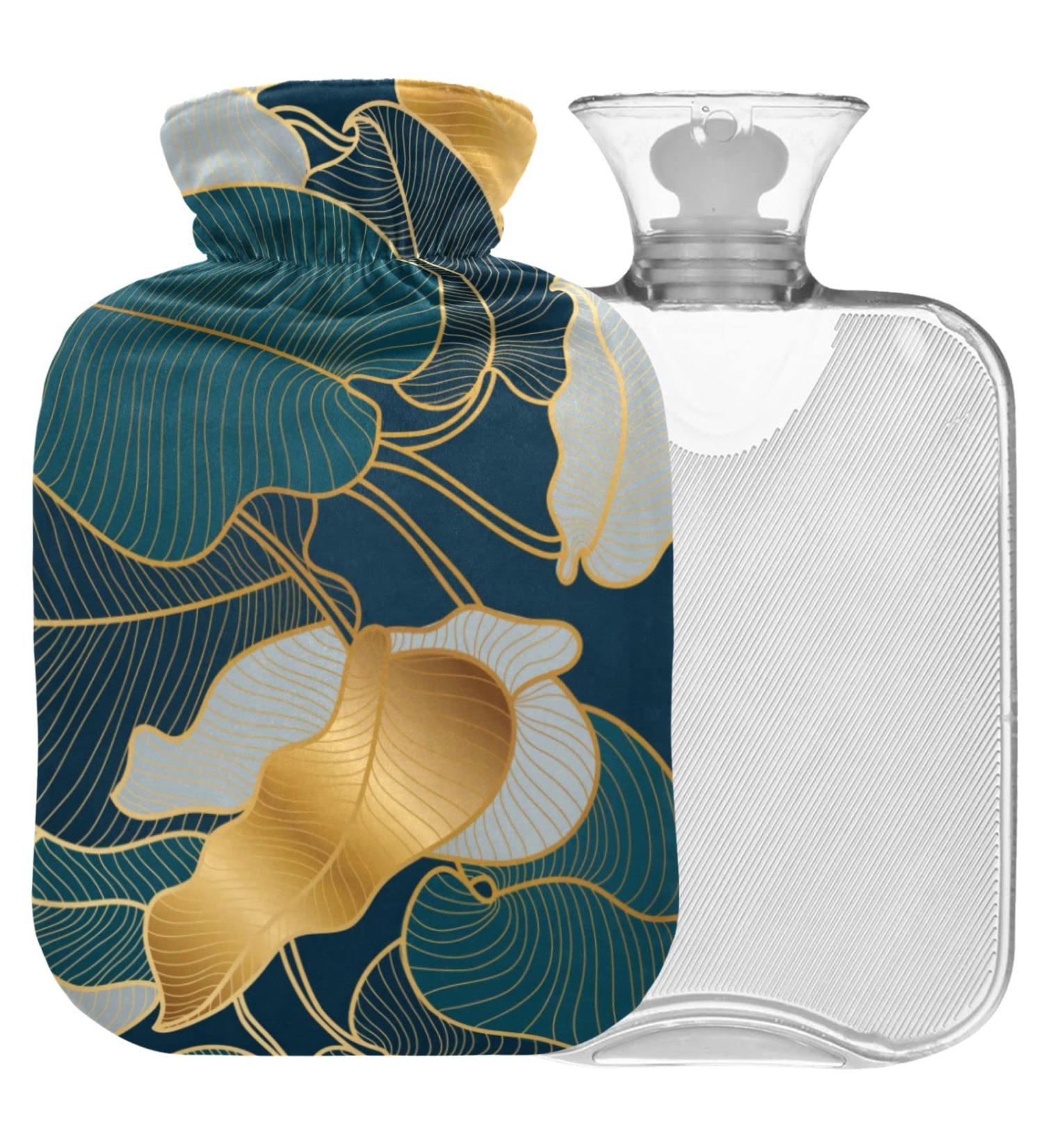 Shop Naanle Vintage Palm Leaf Hot Water Bottle - 2L Large Transparent Bottle for Pain Relief & Heat Therapy | International Shipping Available - Buy Online on GoSupps.com