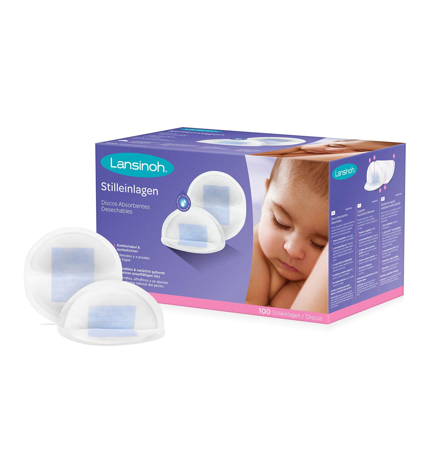 Lansinoh Nursing Pads - 100 Leak-Proof & Absorbent Pads for Comfort | Blue Lock Design FSC Certified - Buy Online on GoSupps.com