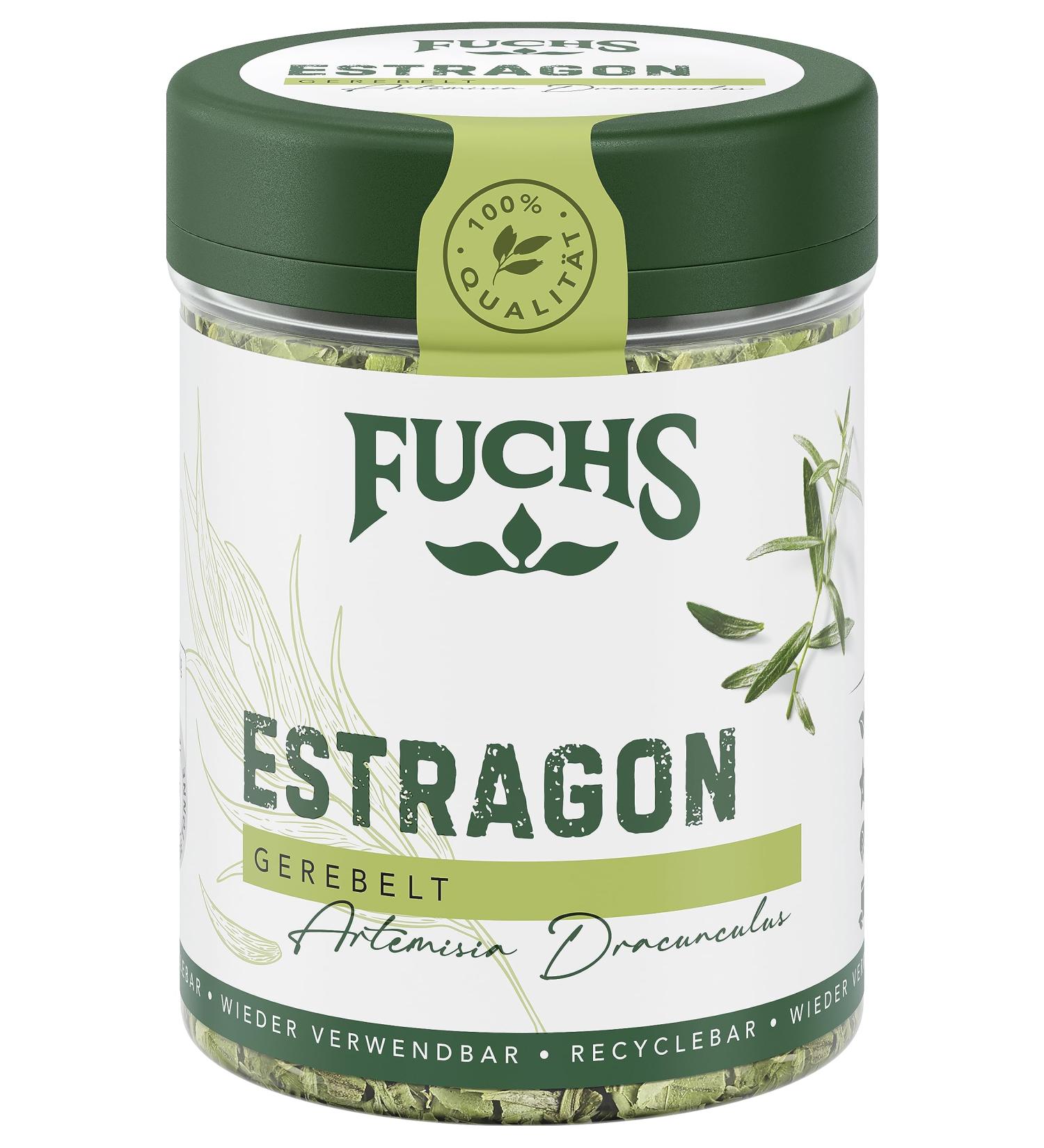 Fuchs Tarragon Rubbed - Premium French Herb for Salads Hollandaise Sauce & Scrambled Eggs - 10g Reusable Recyclable Can - Natural Ingredients - Buy Online on GoSupps.com