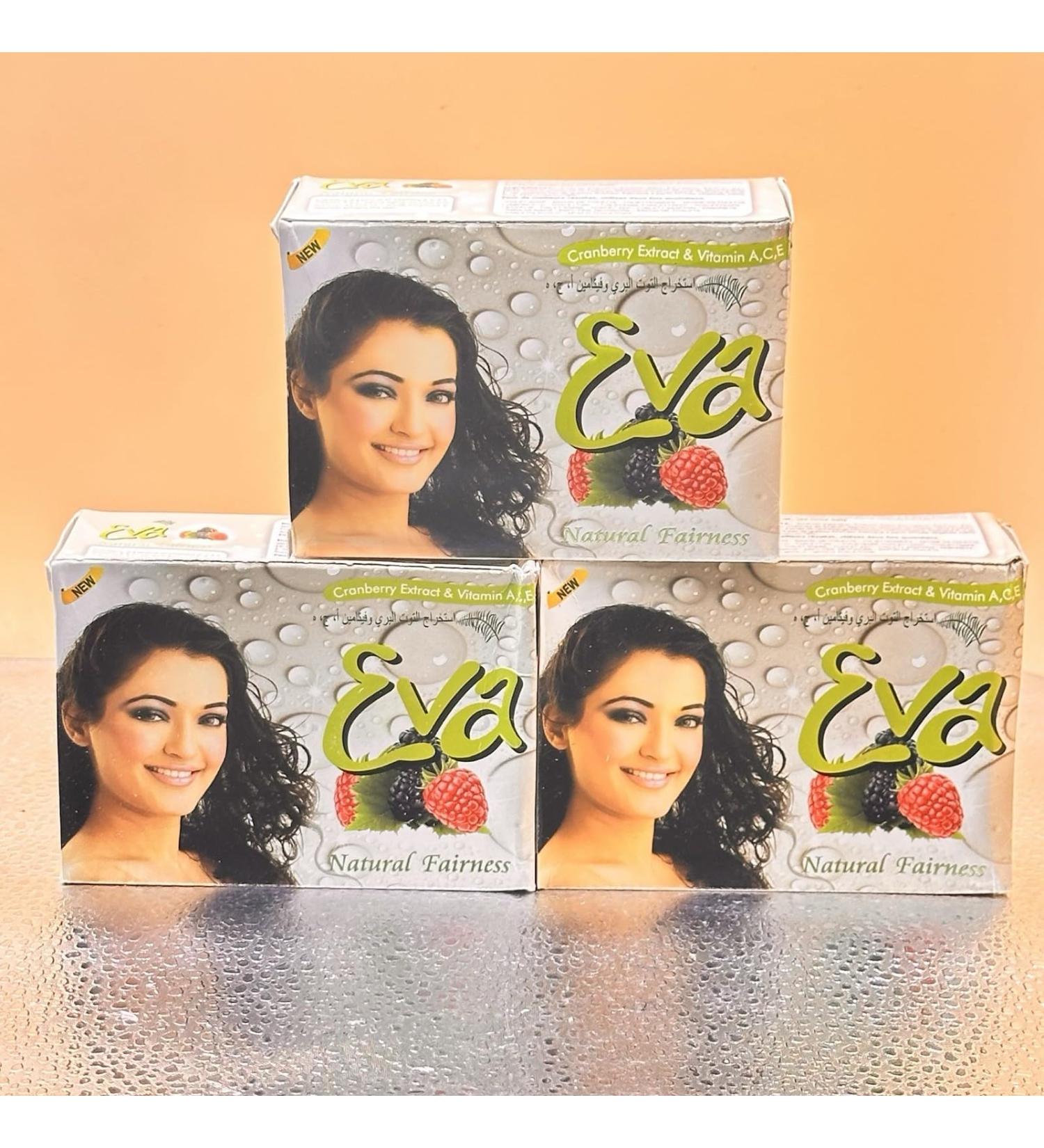 Eva Soap - Natural Fairness Cranberry & Compatible with Vitamin A C E Soap 150g each X (pack Of 4)