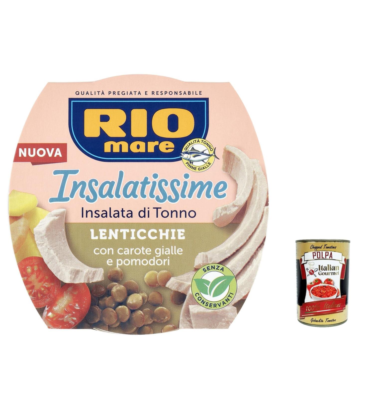Rio Mare Insalatissime Insalata di Tonno Lenticchie Tuna Salad with Lentils Yellow Carrots and Tomatoes 160g + Italian Gourme - Buy Online on GoSupps.com